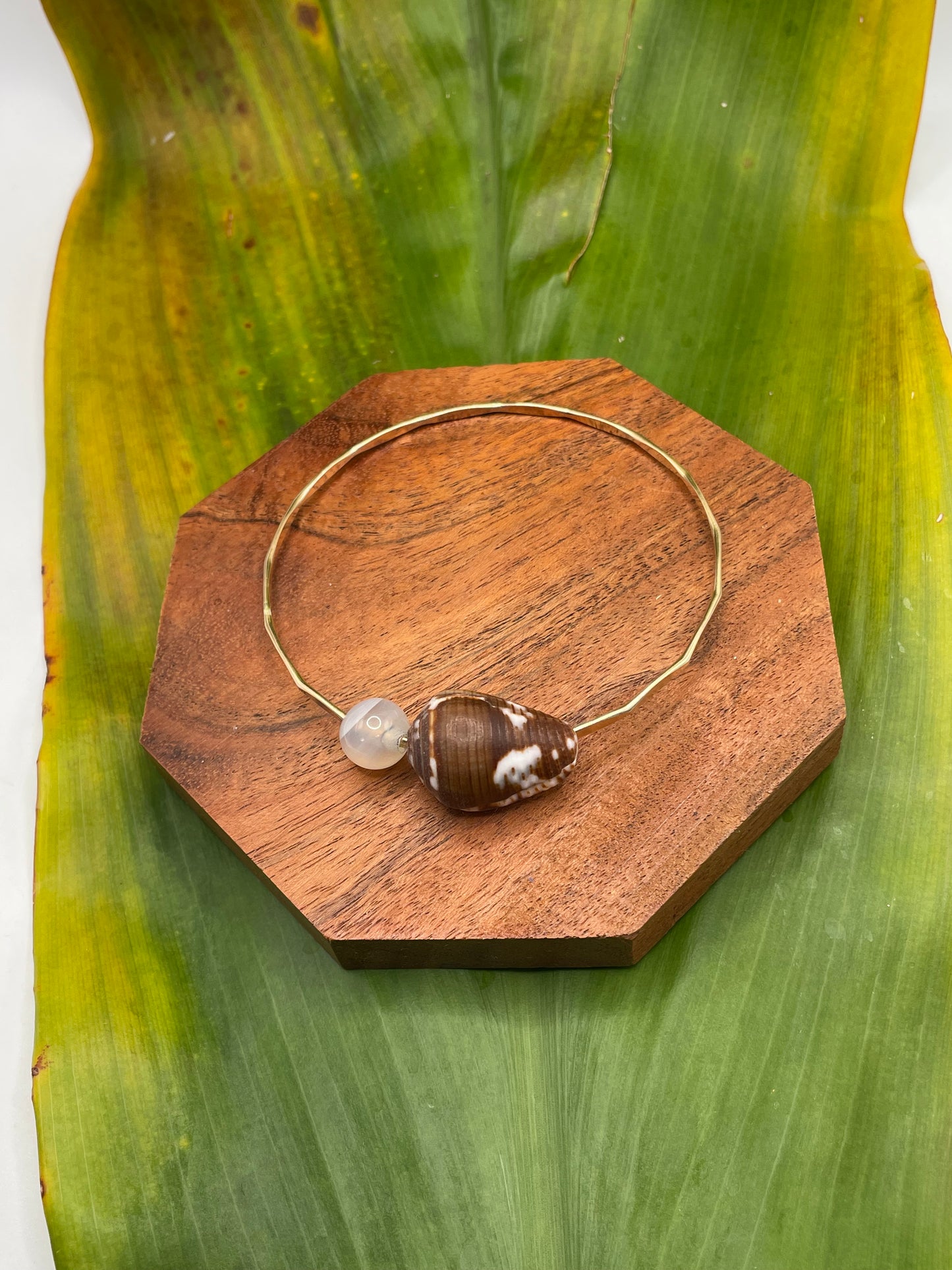 8.5" Cat Cone Shell Bangle Gold Filled