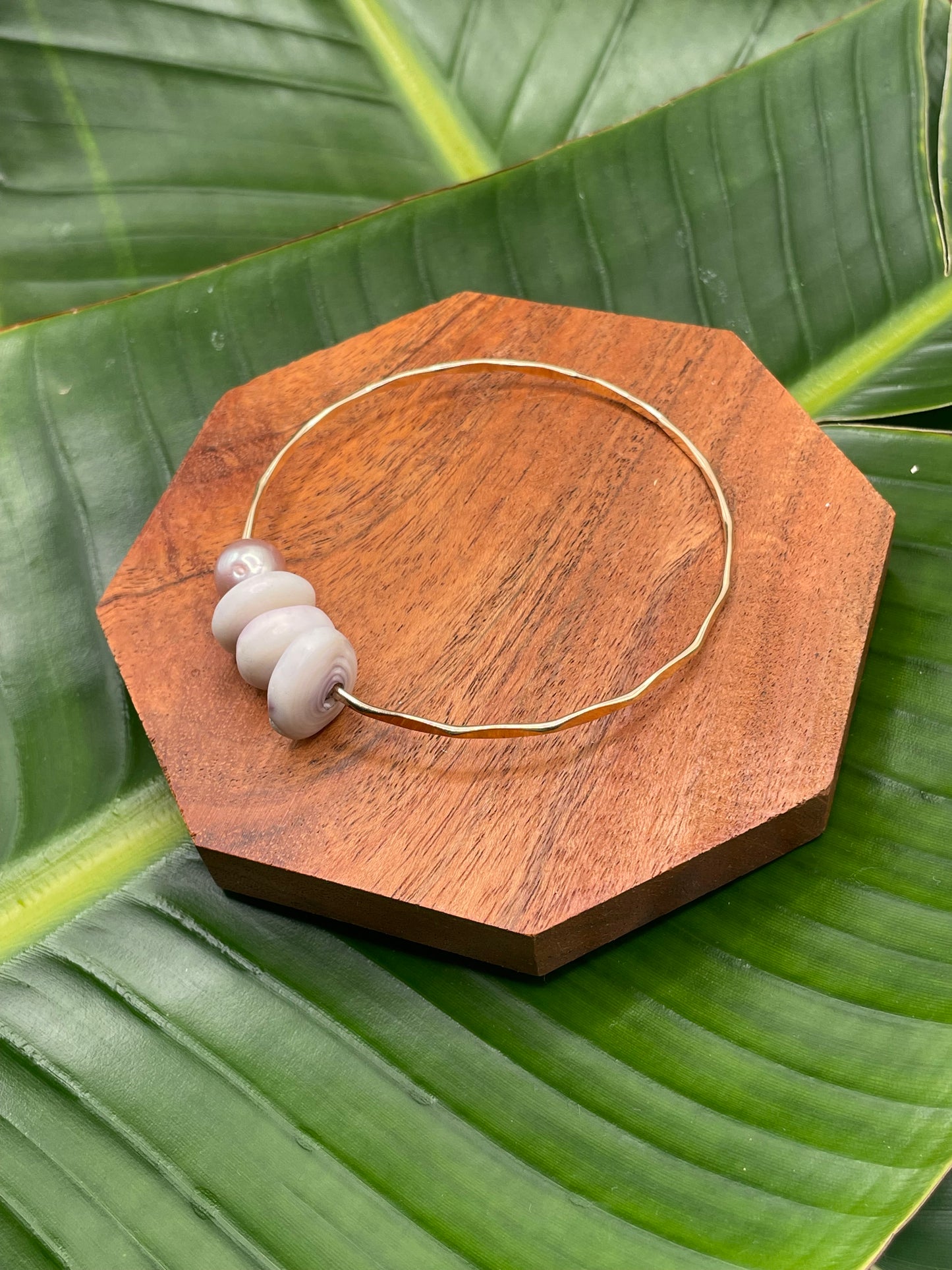 8" Puka Shell Bangle Gold Filled