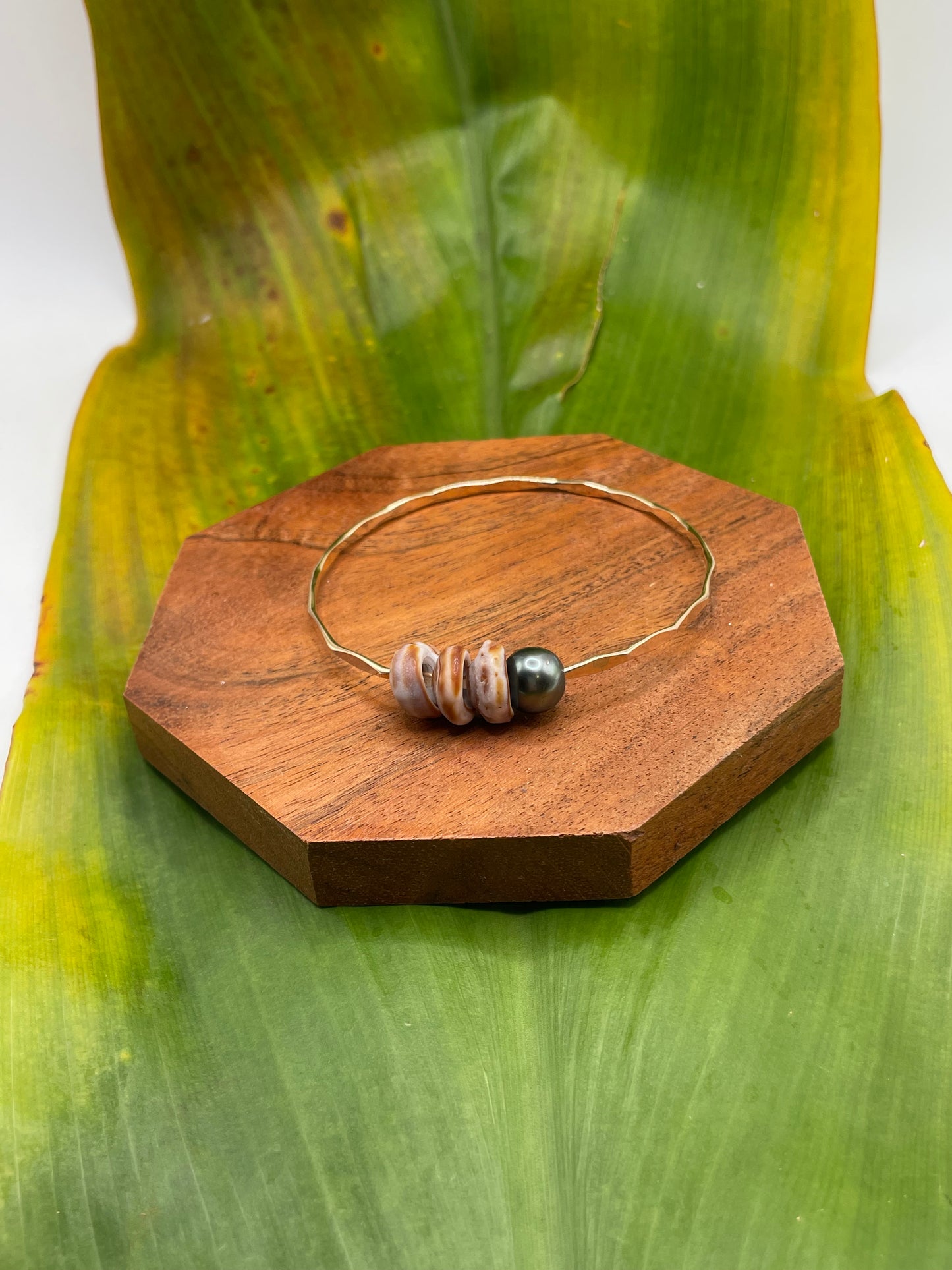 7.5" Puka Shell Bangle Gold Filled
