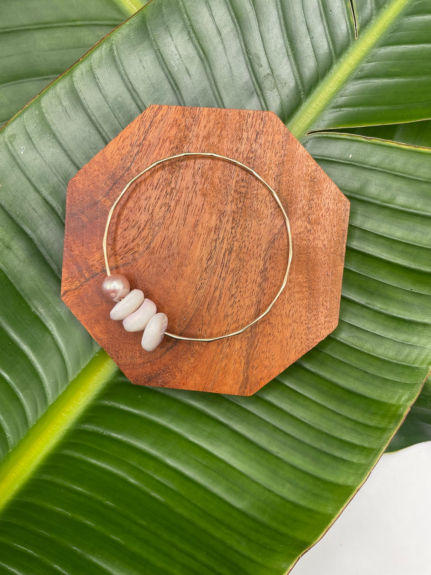 8" Puka Shell Bangle Gold Filled