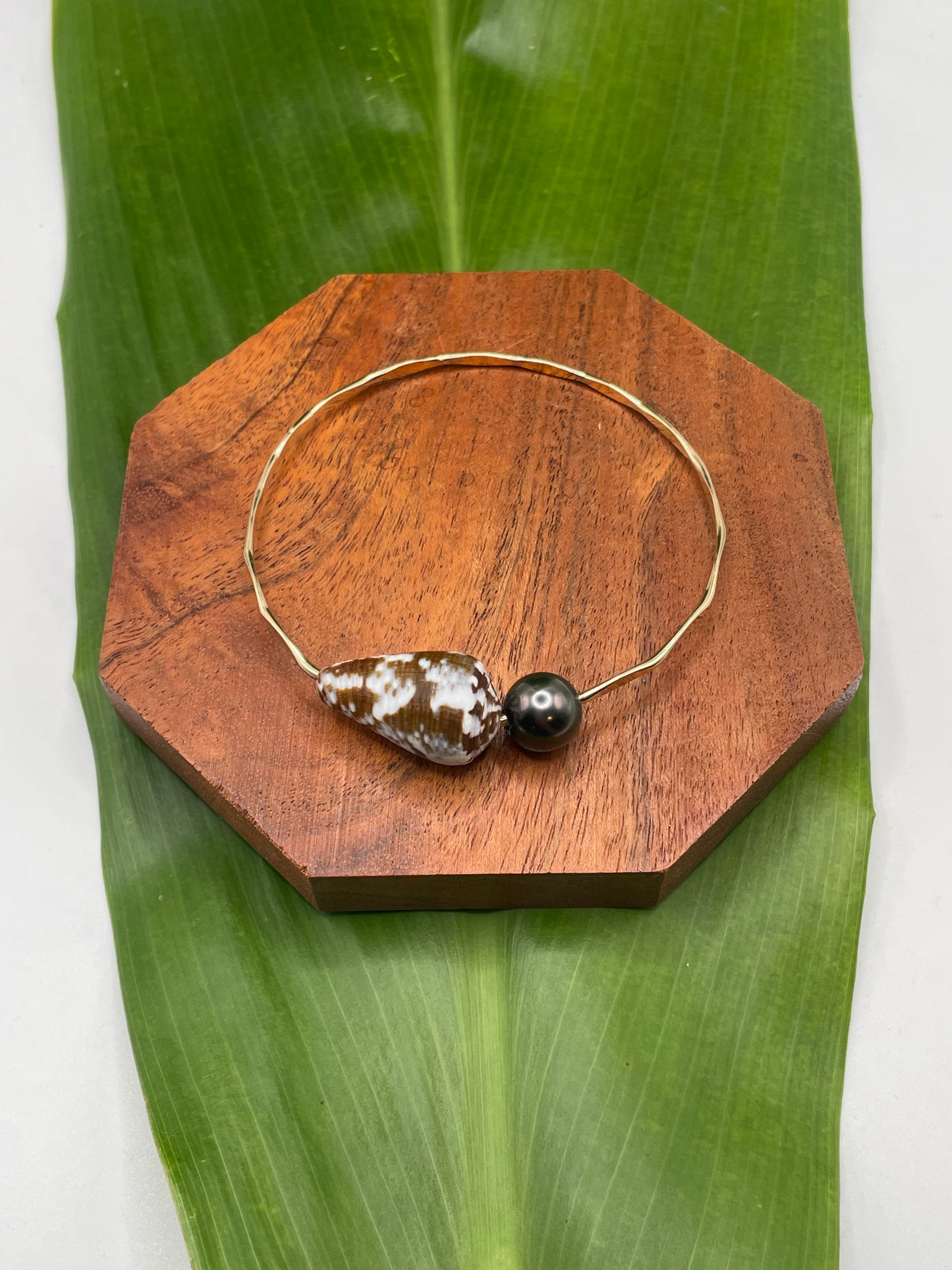 8" Cat Cone Shell Bangle Gold Filled