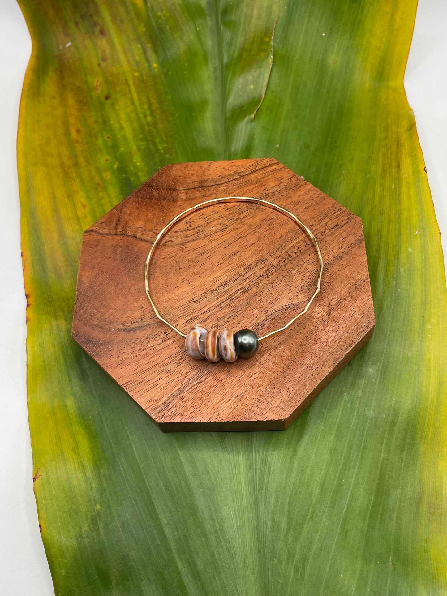 7.5" Puka Shell Bangle Gold Filled