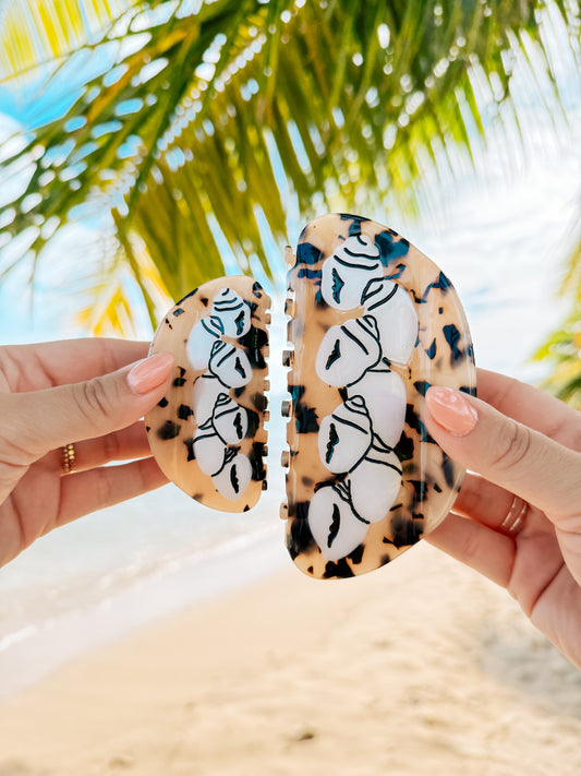 Ni'ihau Shell Black Engraved Hair clip