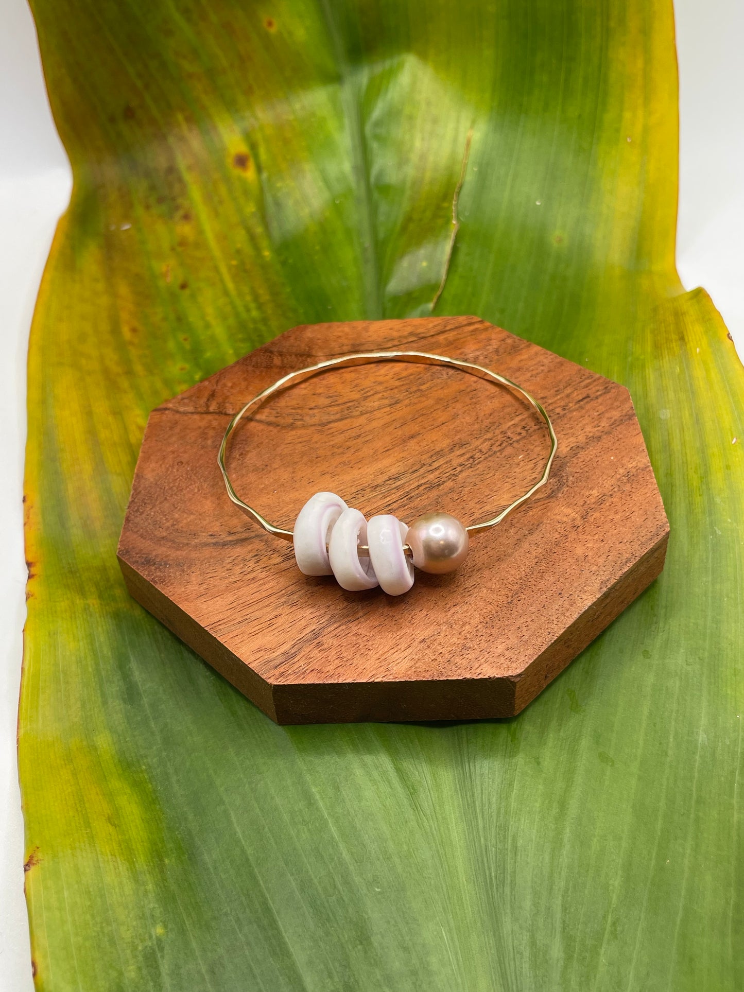 8" Puka Shell Bangle Gold Filled