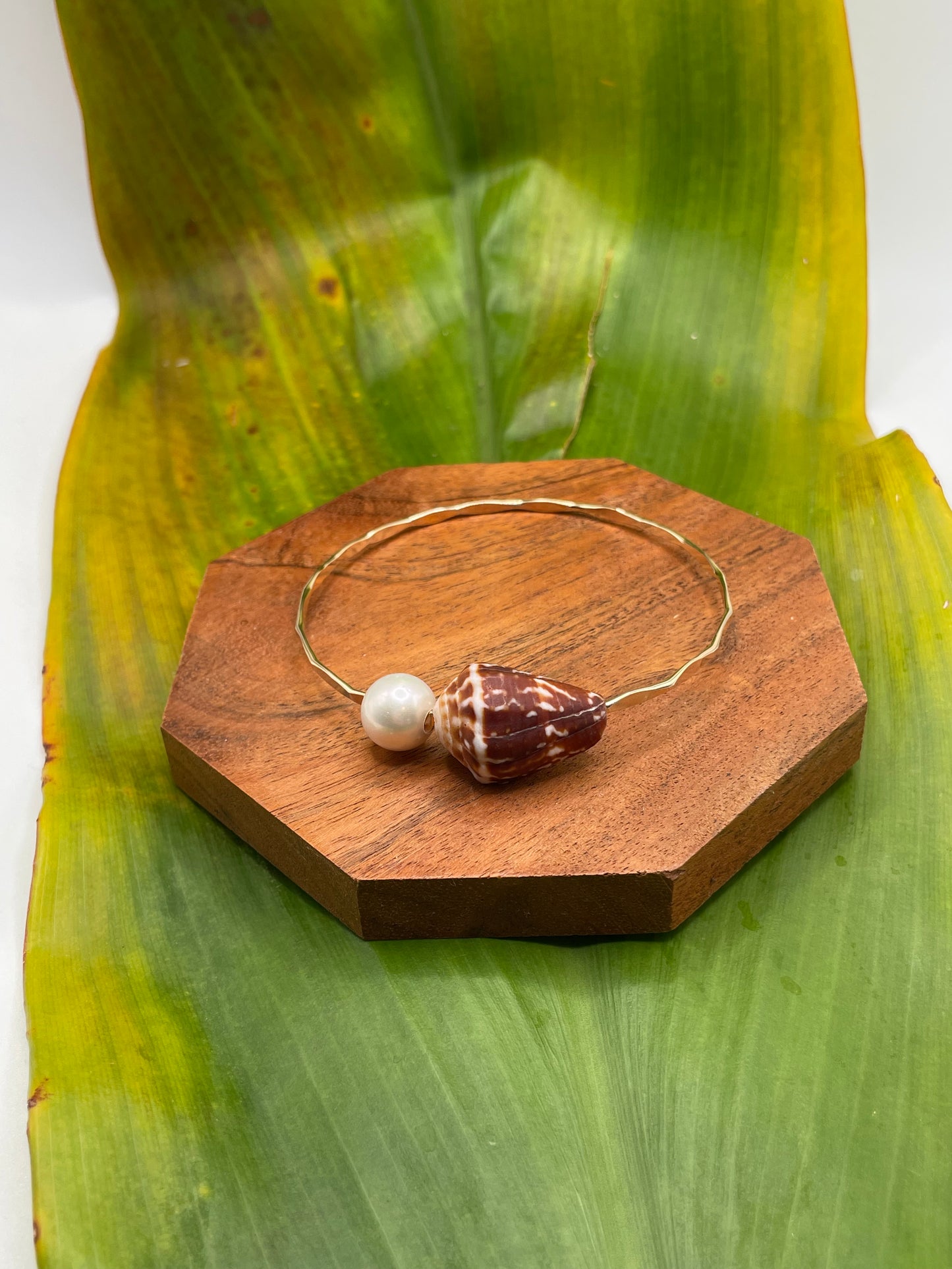 8" Chaldean Cone Shell Bangle Gold Filled