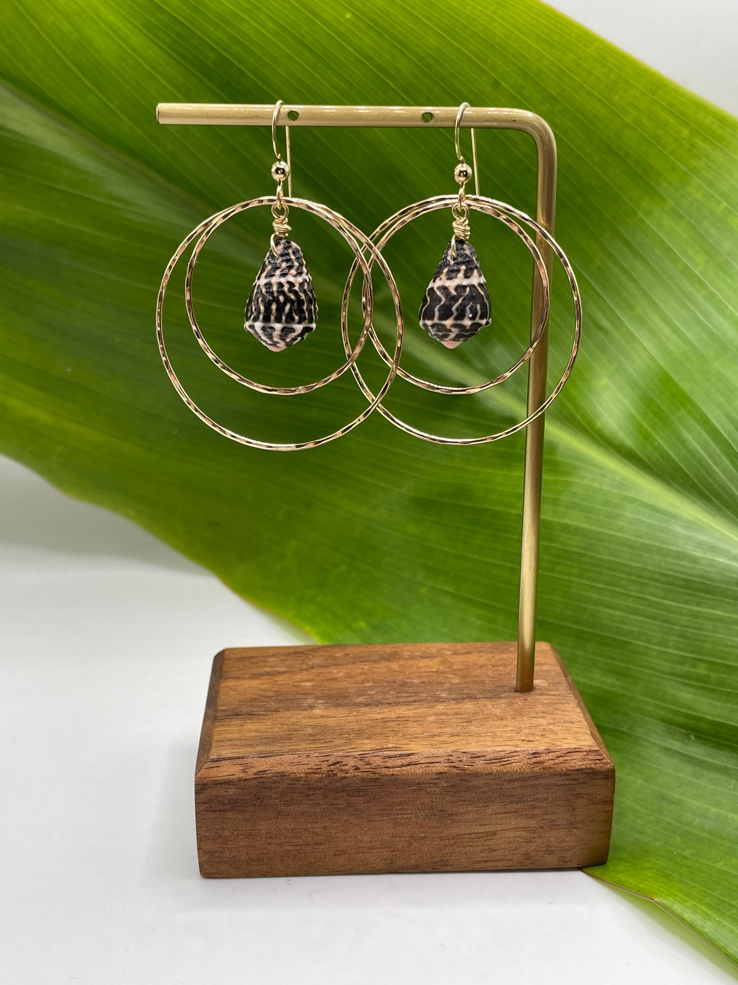 Chaldean Shell Double Hoops