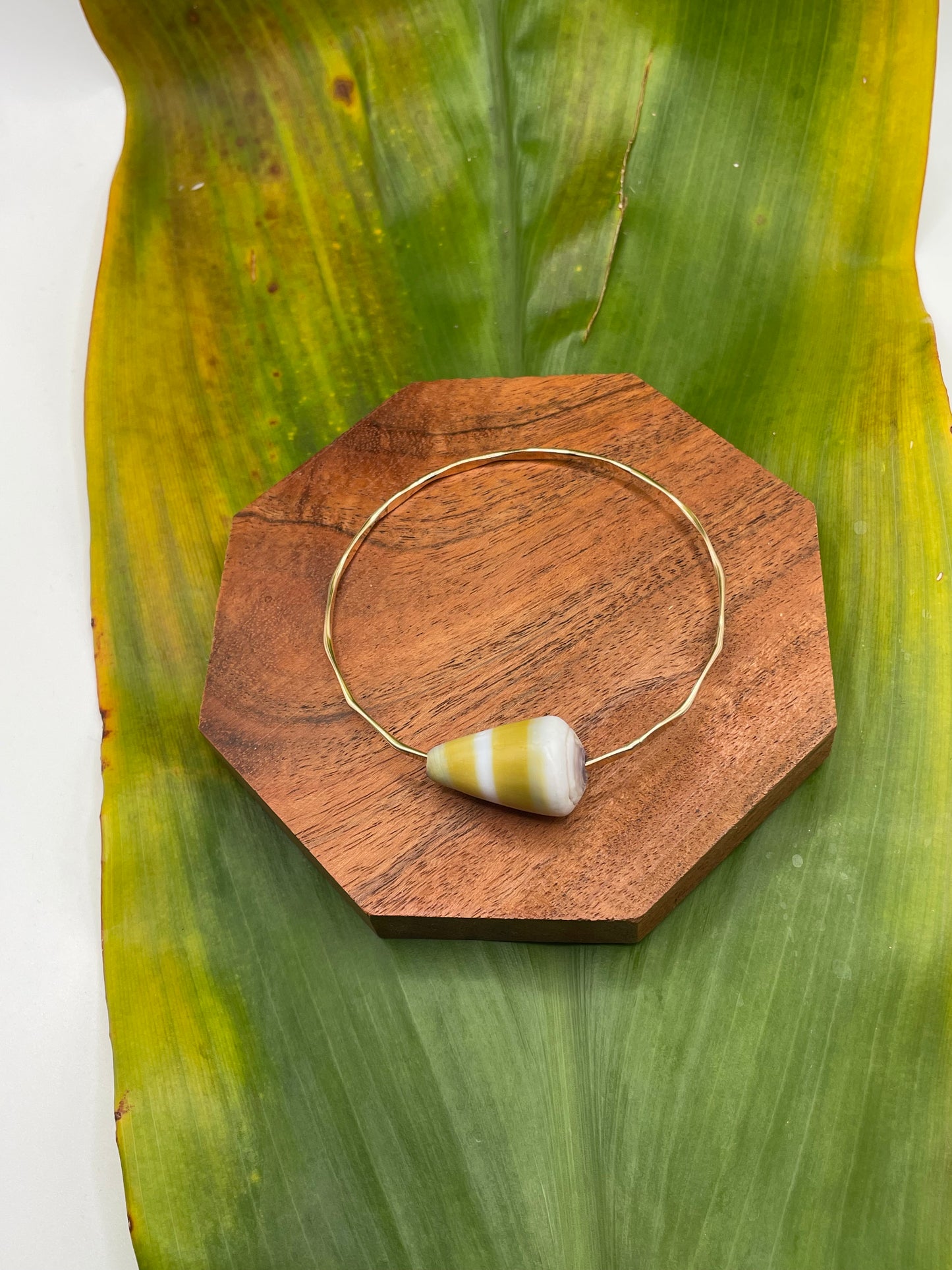 8" Golden-Yellow Cone Shell Bangle Gold Filled