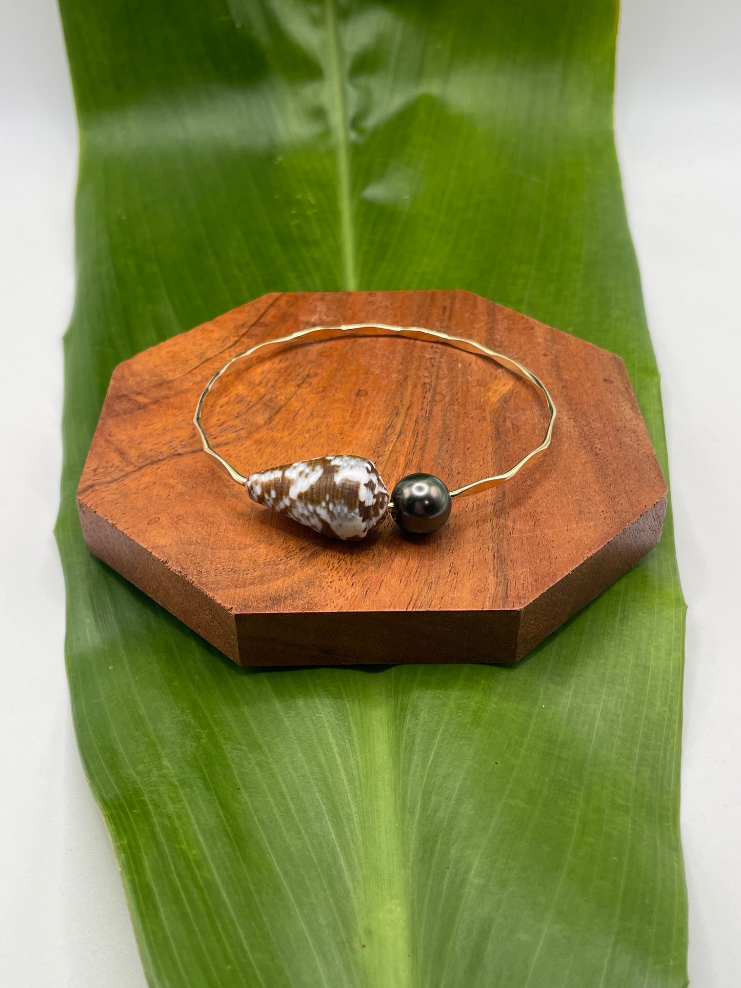 8" Cat Cone Shell Bangle Gold Filled