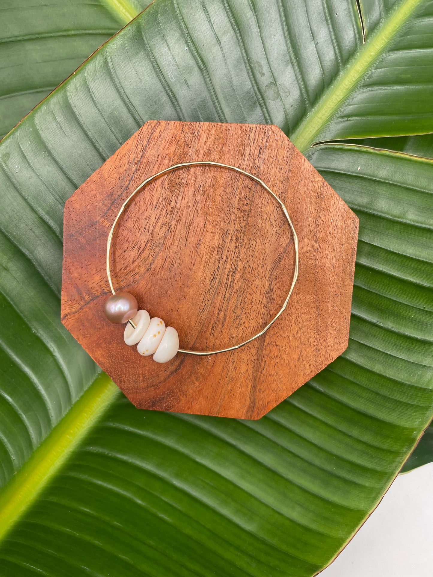 8" Puka Shell Bangle Gold Filled