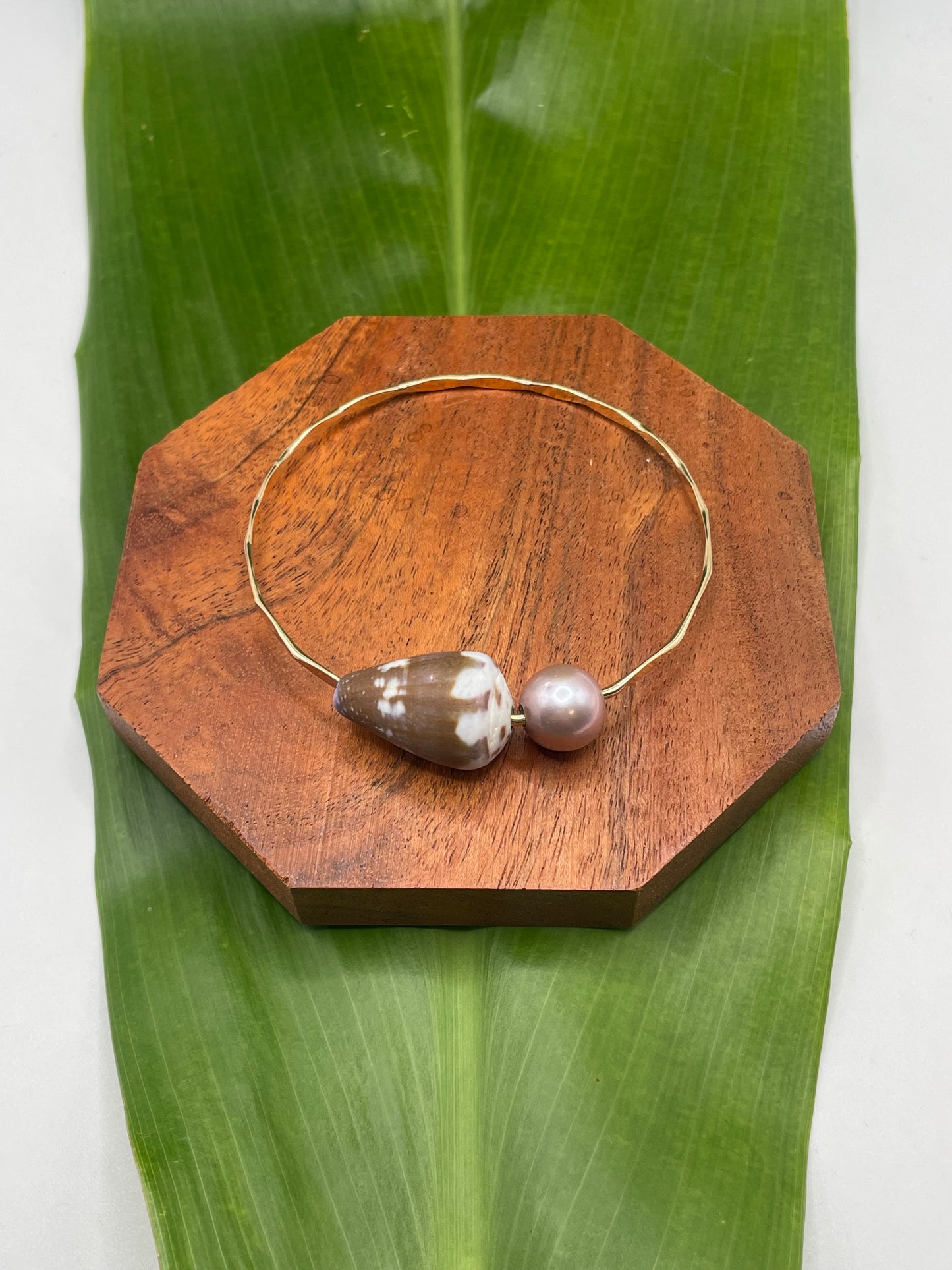 8" Rat Cone Shell Bangle Gold Filled