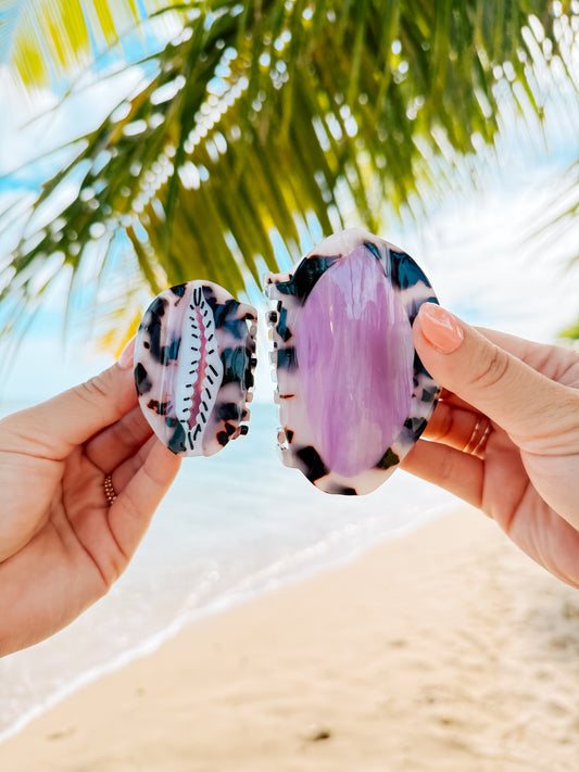 Purple Cowrie Hair Clip