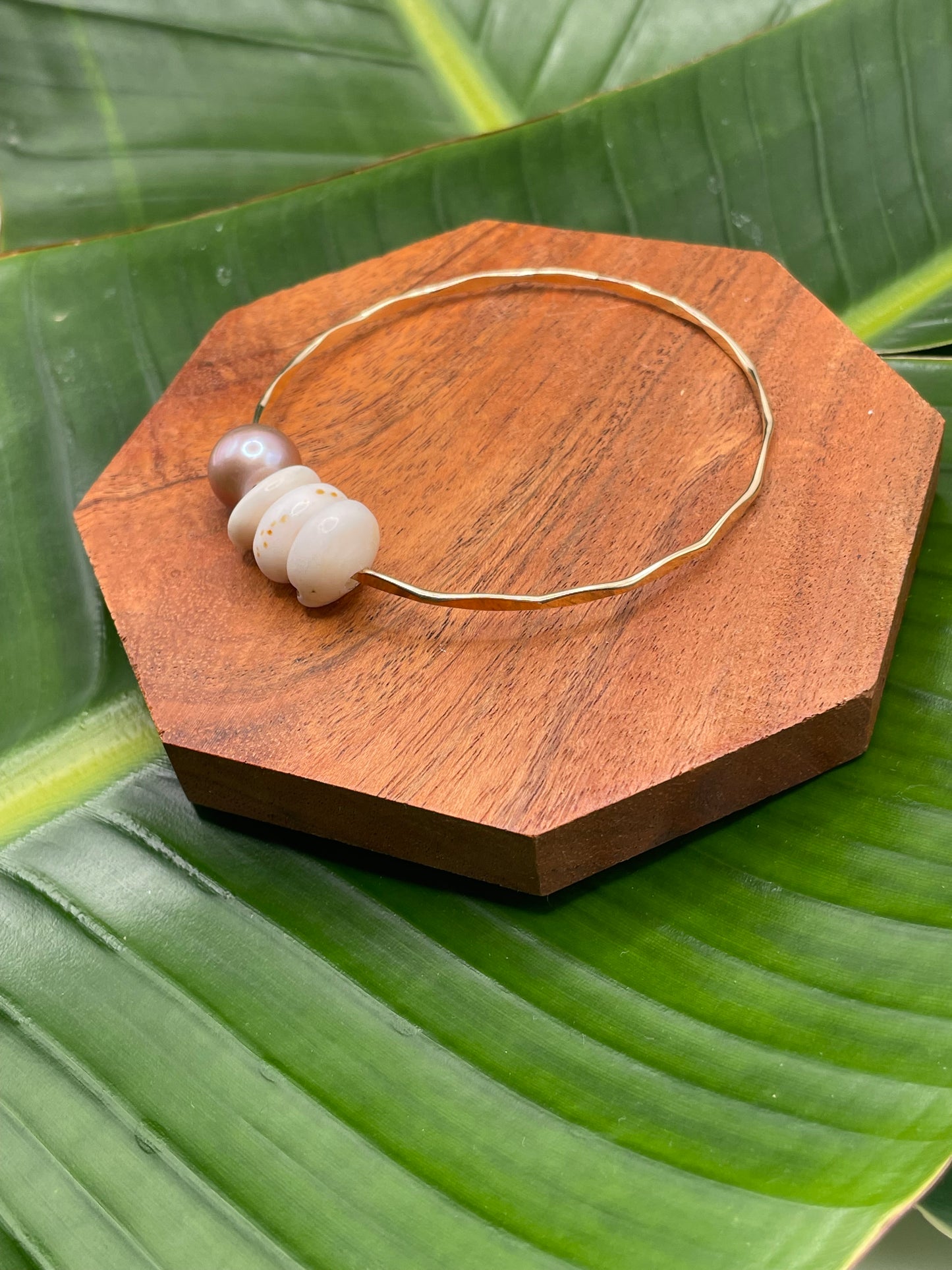 8" Puka Shell Bangle Gold Filled