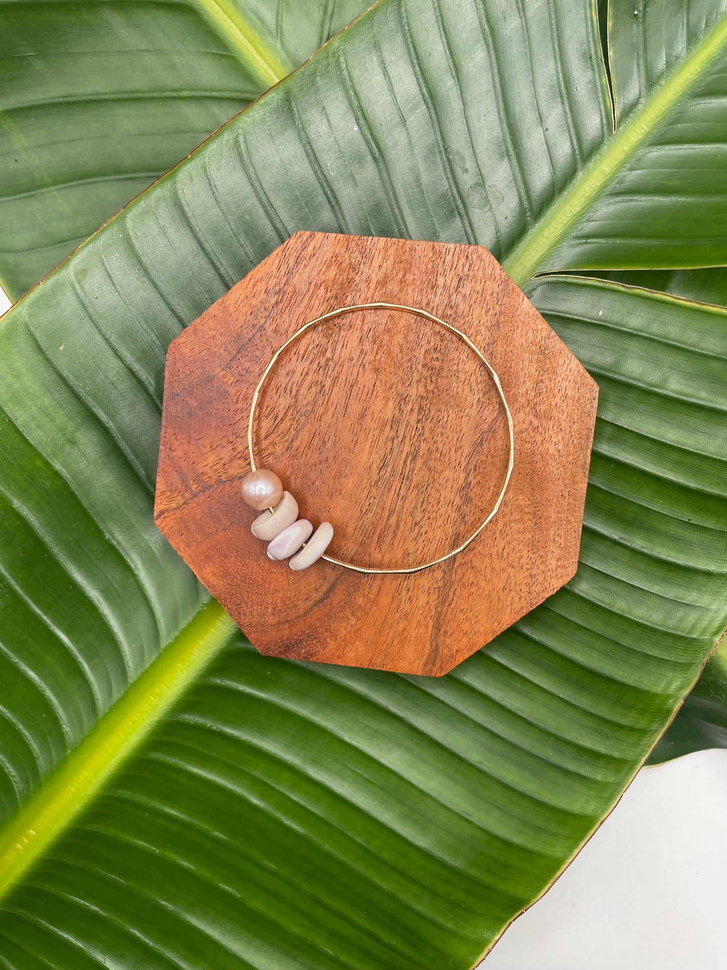 7.5" Puka Shell Bangle Gold Filled