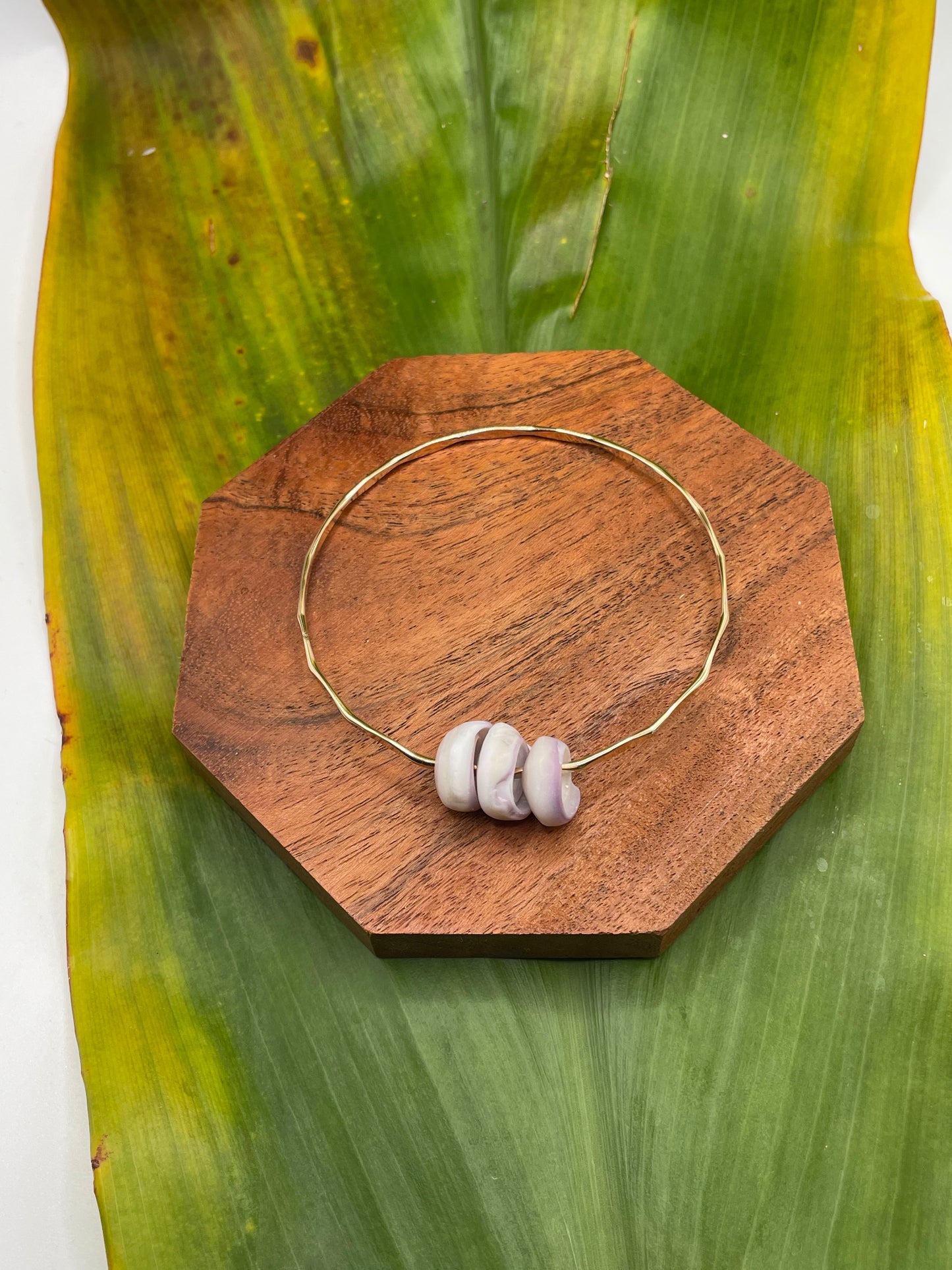 8" Puka Shell Bangle Gold Filled
