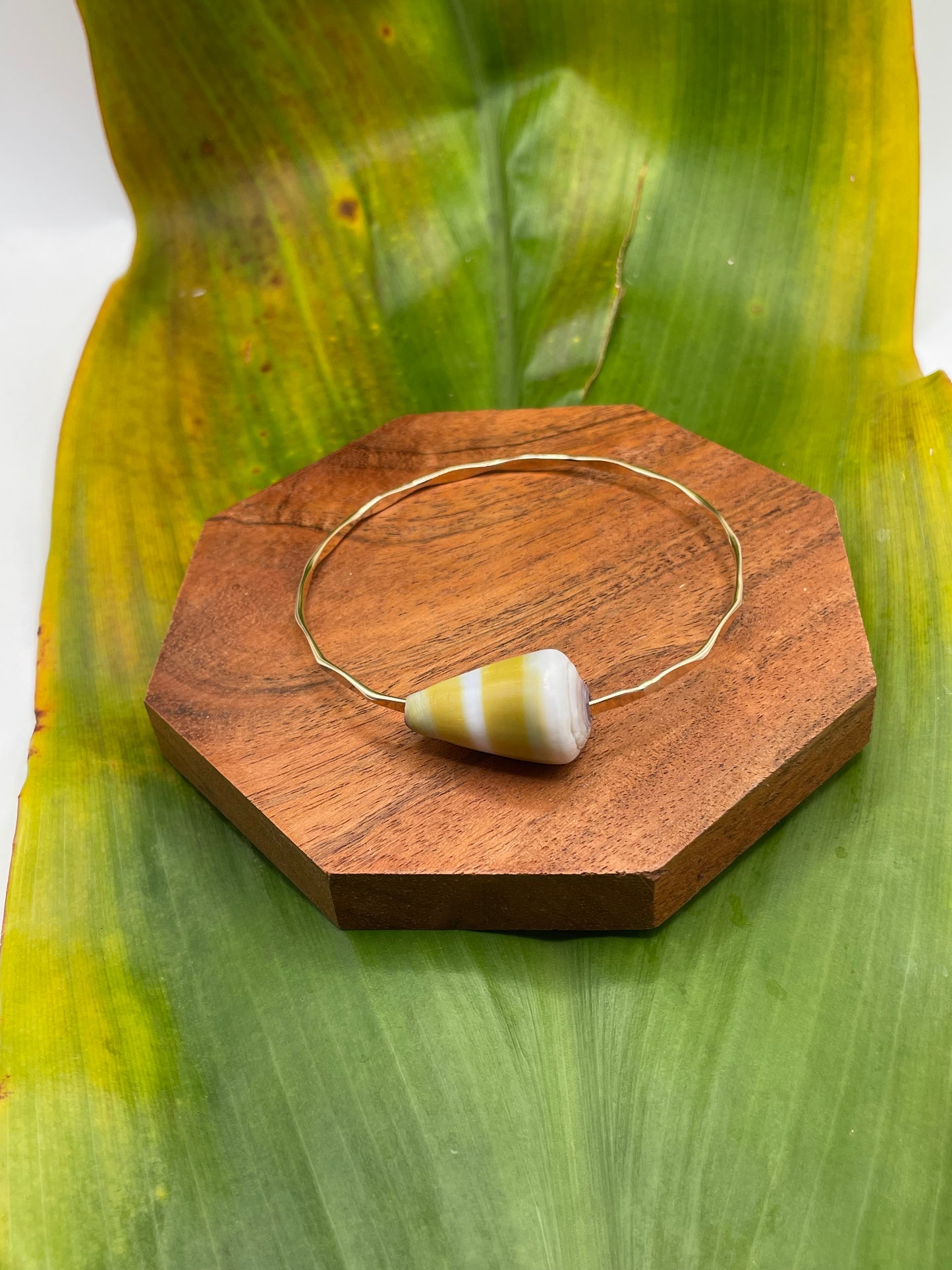 8" Golden-Yellow Cone Shell Bangle Gold Filled