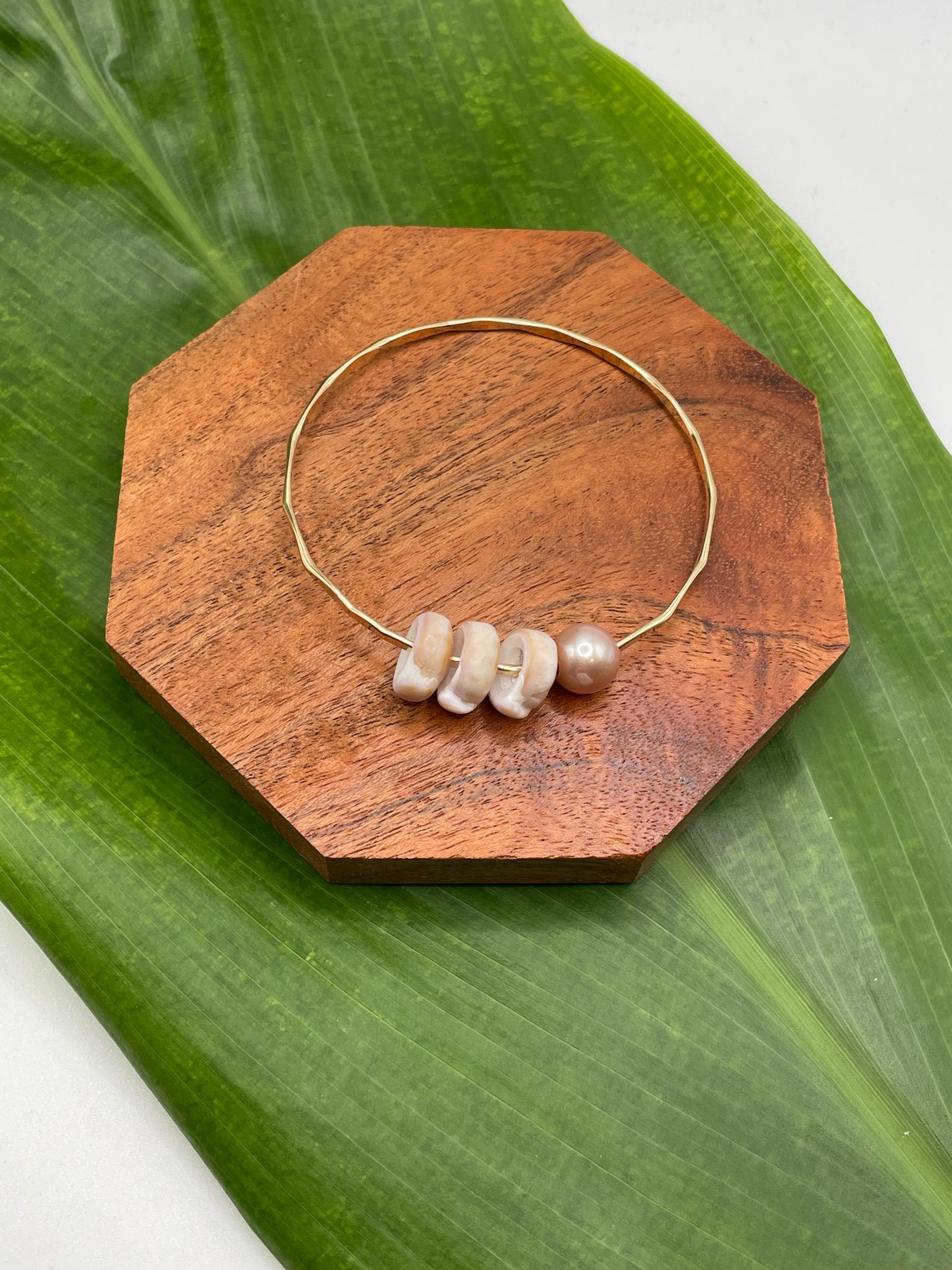 7.5" Puka Shell Bangle Gold Filled