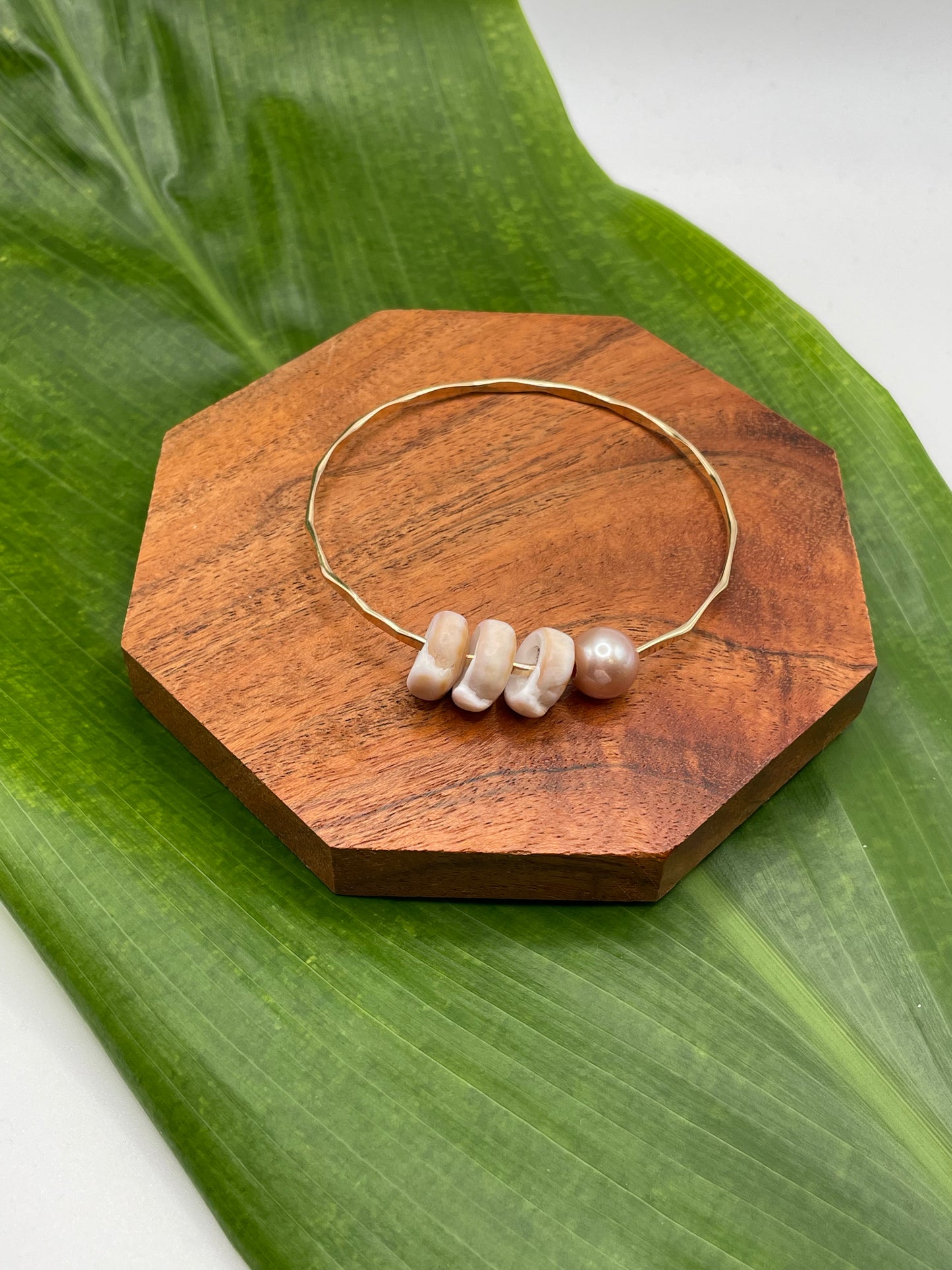 7.5" Puka Shell Bangle Gold Filled