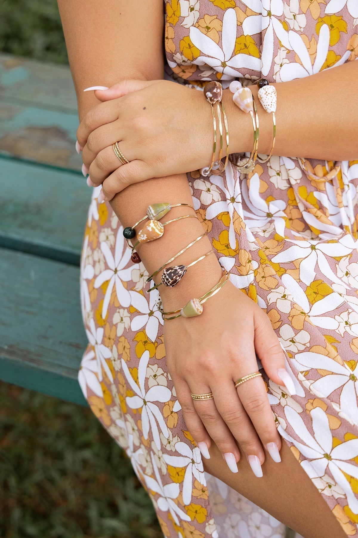 7.5" Puka Shell Bangle Gold Filled