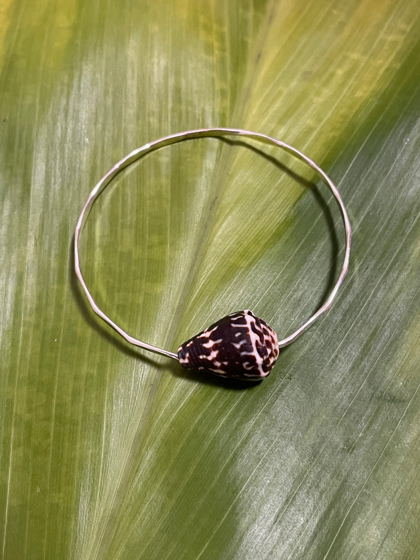 7.5" Chaldean Shell Bangle Sterling Silver