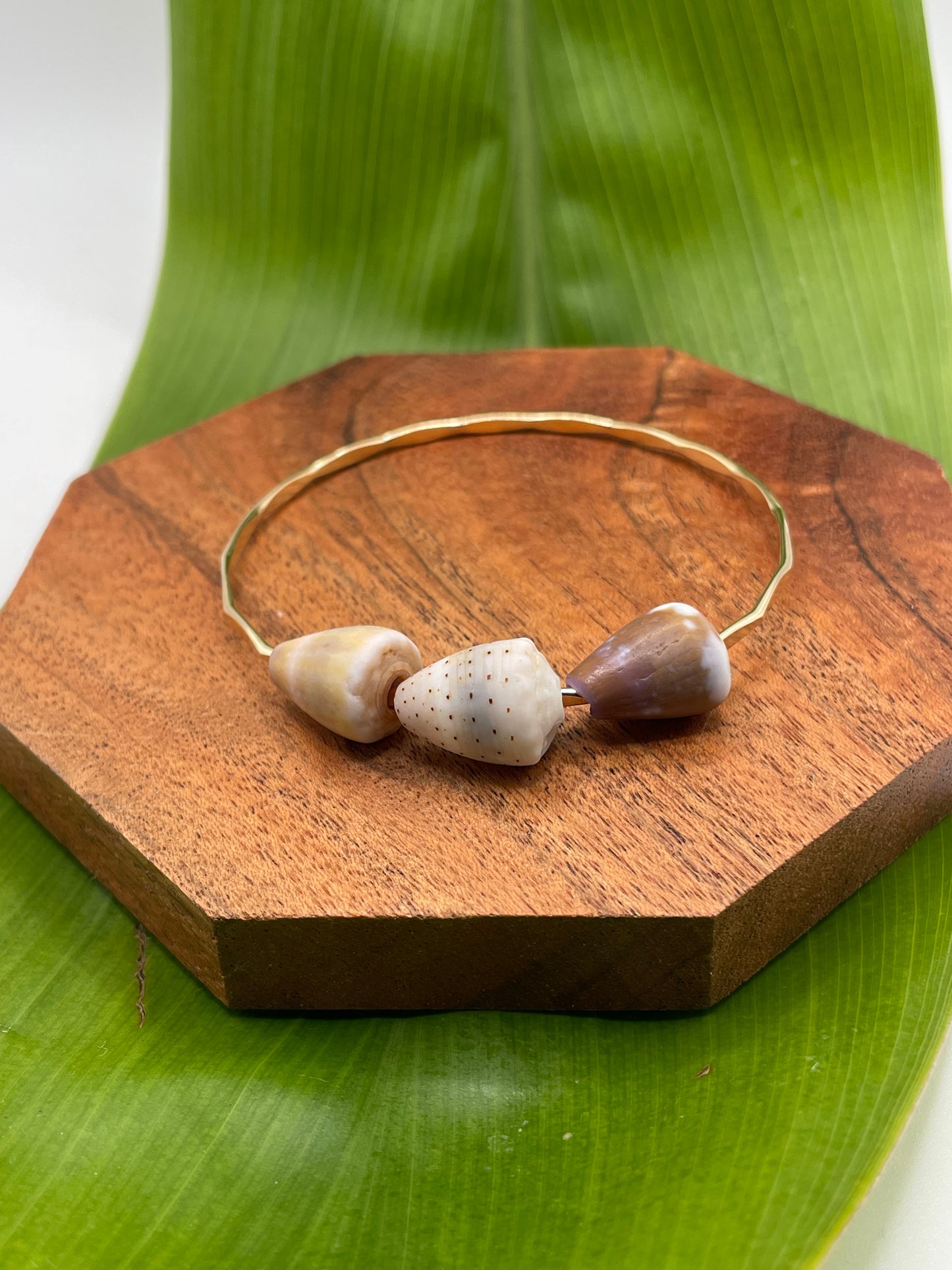 7.5" Trio Cone Shell Bangle Gold Filled