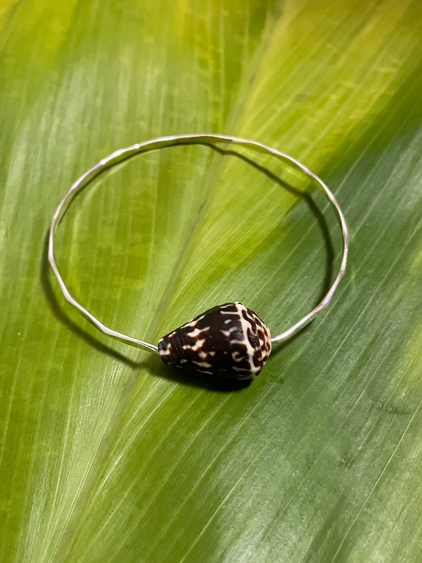 7.5" Chaldean Shell Bangle Sterling Silver