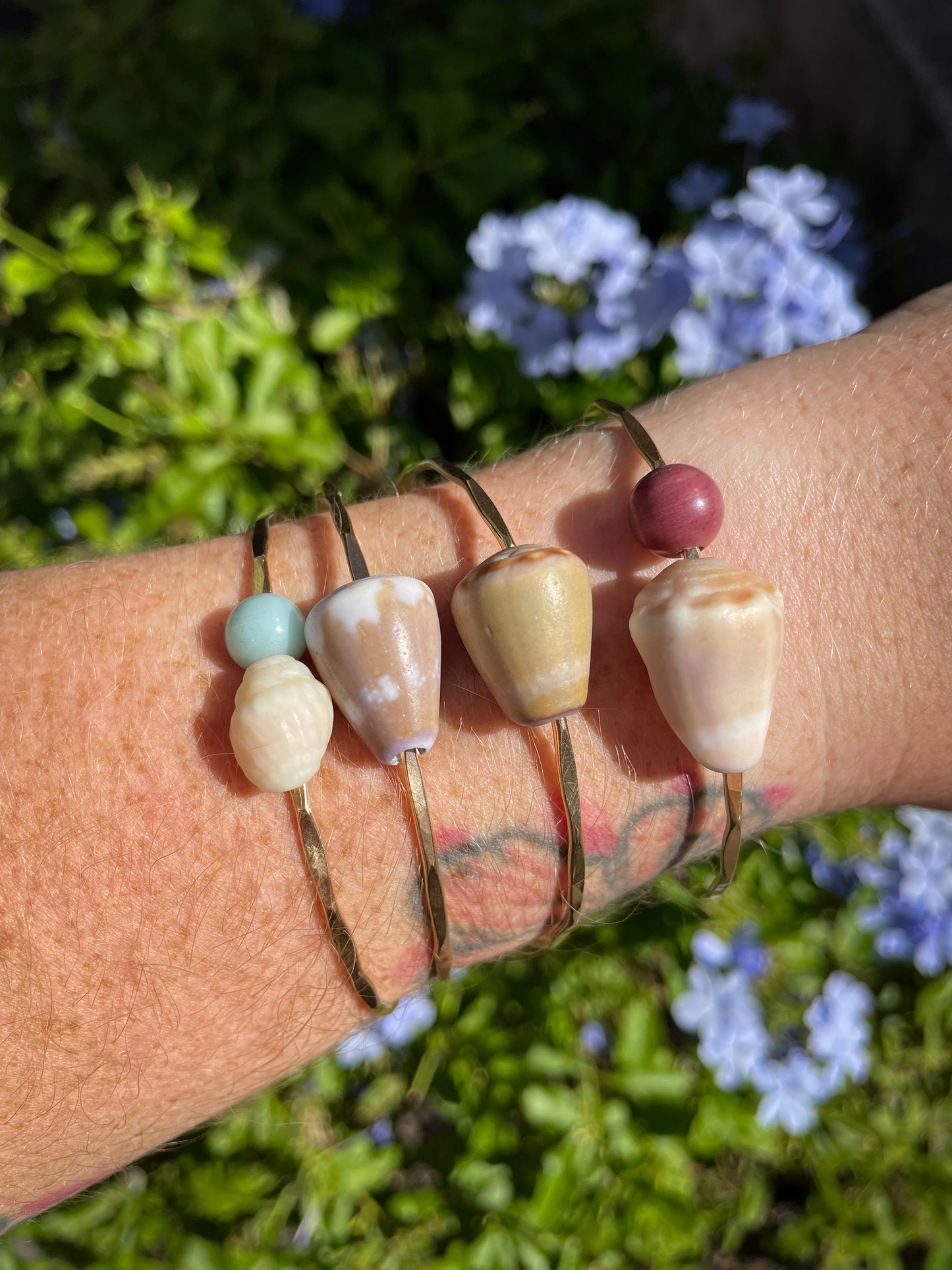 Pastel Cone Shell Bangle Gold Filled