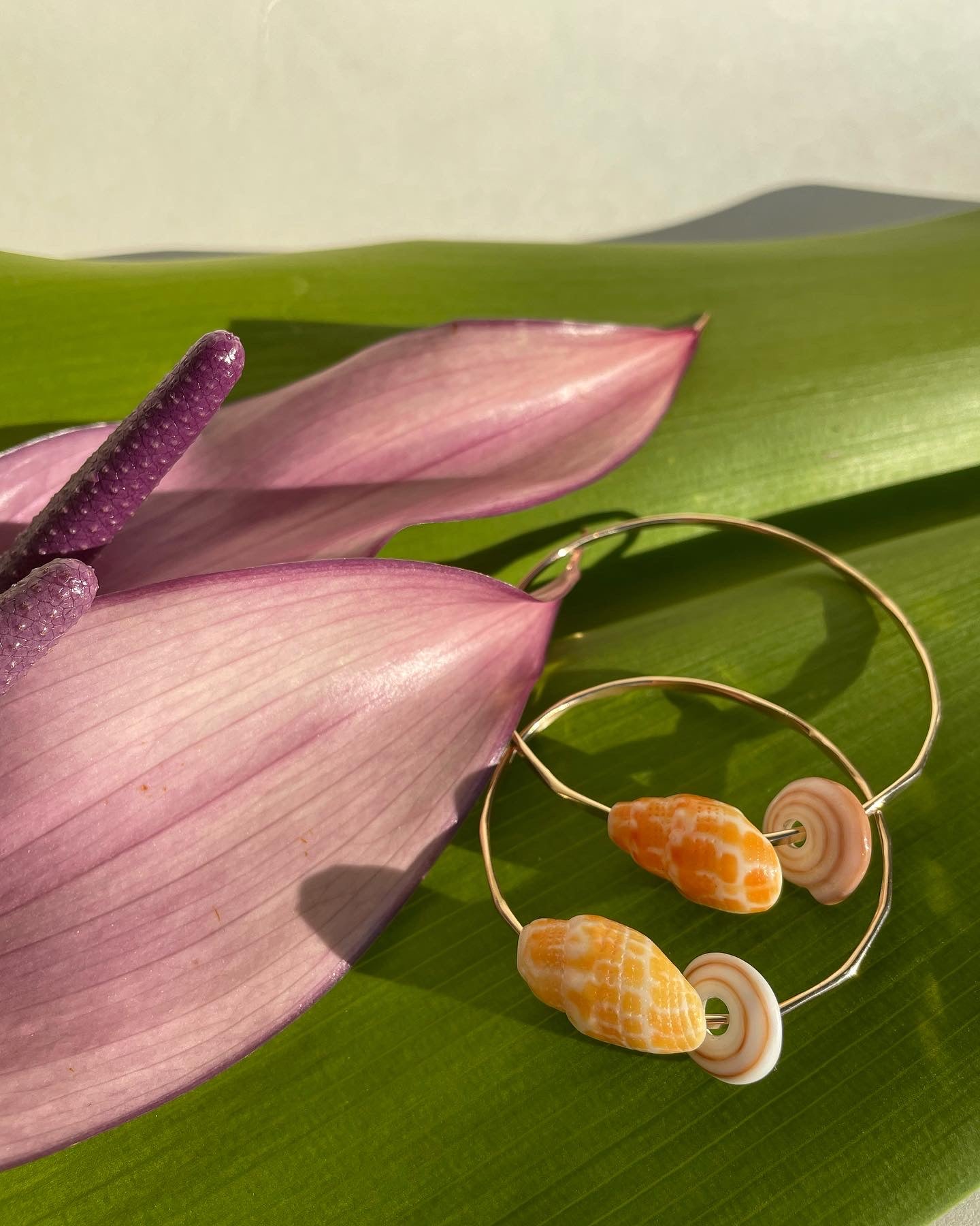 Miter Shell Bangle Gold Filled