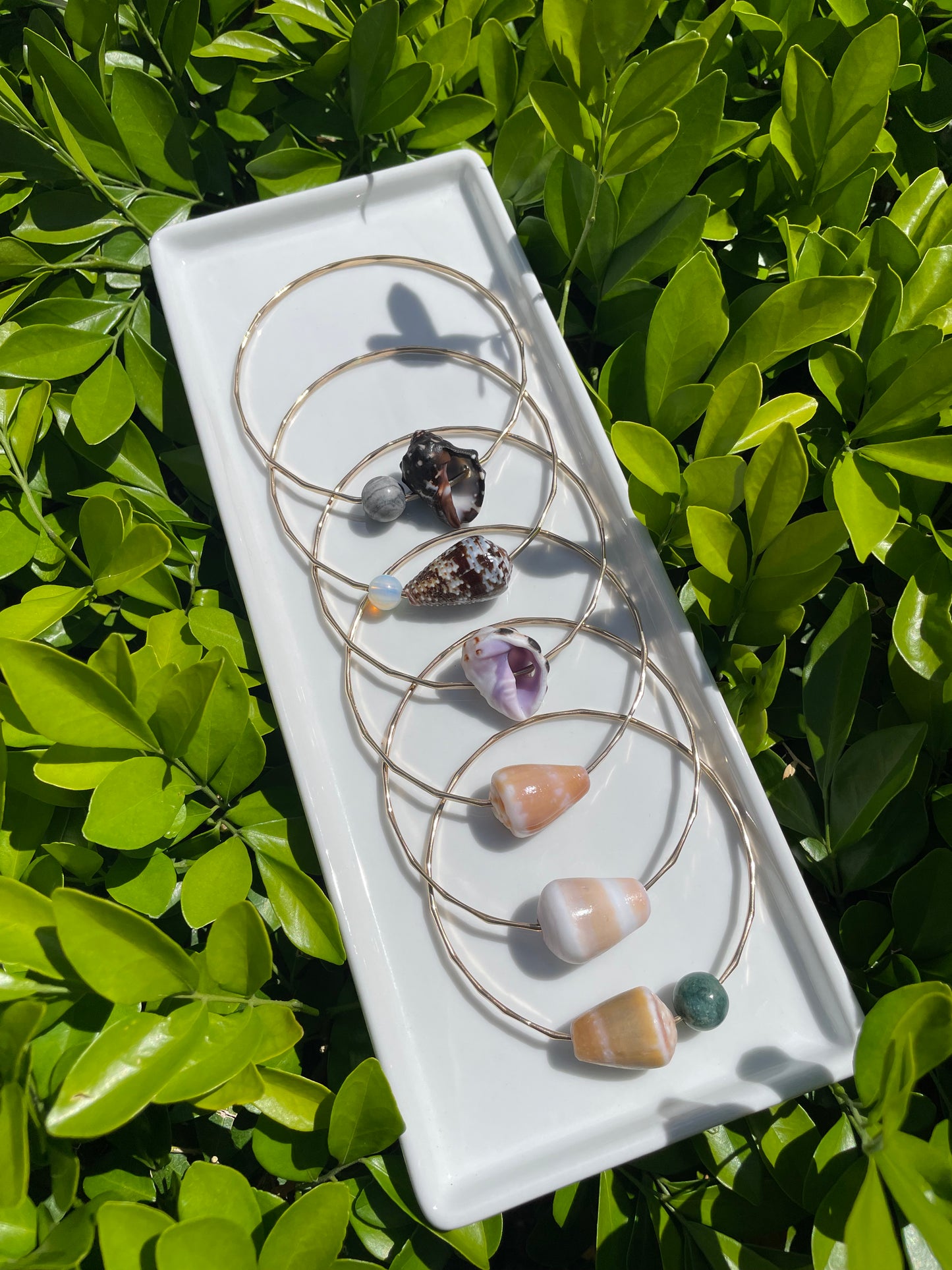 Mulberry Drupe Shell Bangle Gold Filled