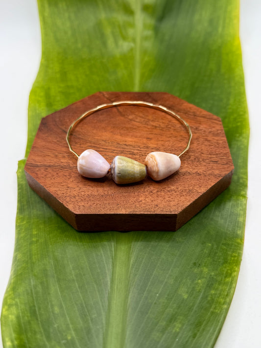 8" Trio Cone Shell Bangle Gold Filled
