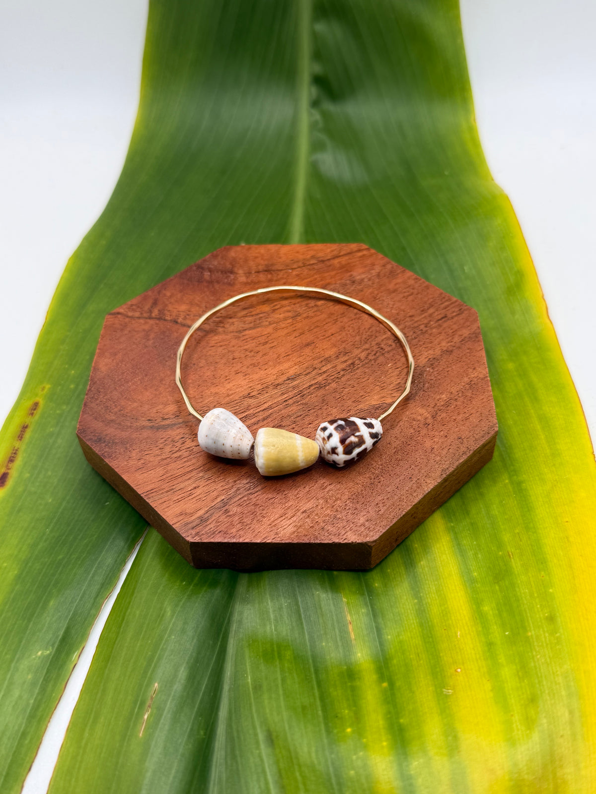 7.5” Triple Cone Shell Bangle Gold Filled