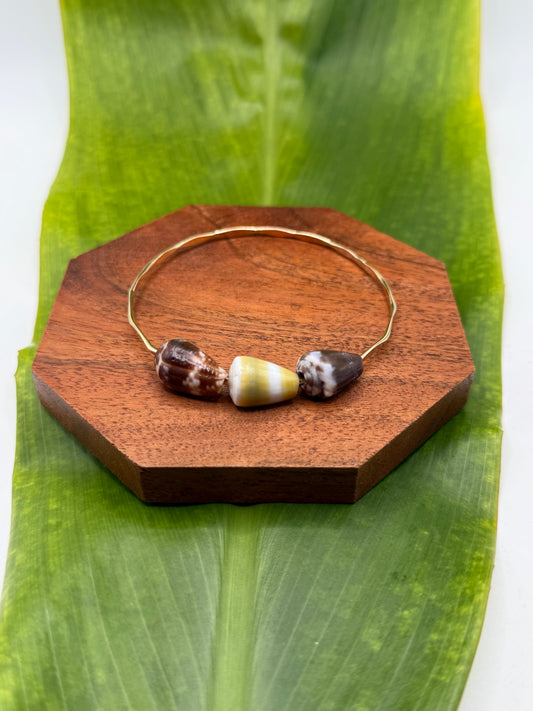 8" Trio Cone Shell Bangle Gold Filled
