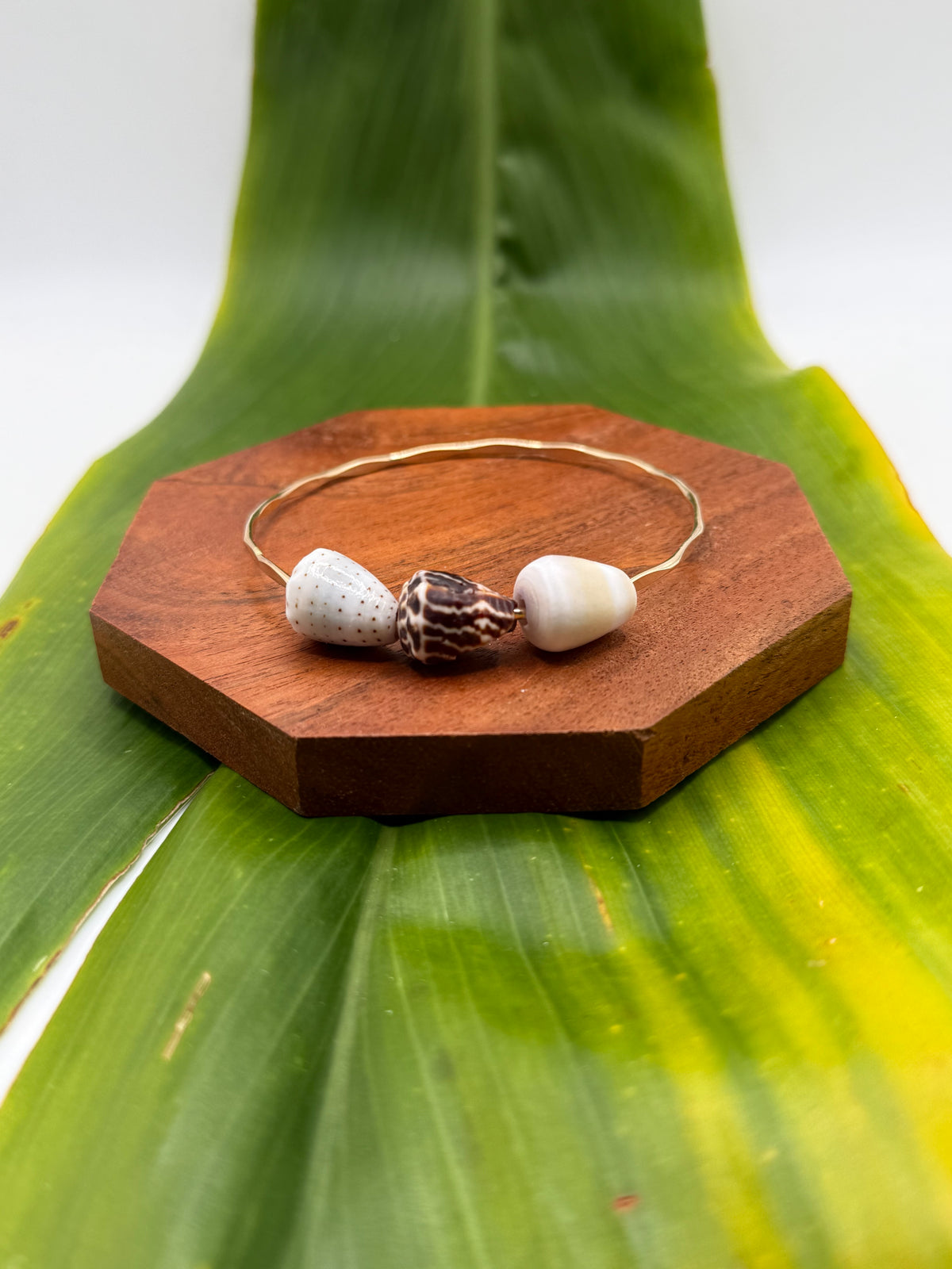 8” Triple Cone Shell Bangle Gold Filled