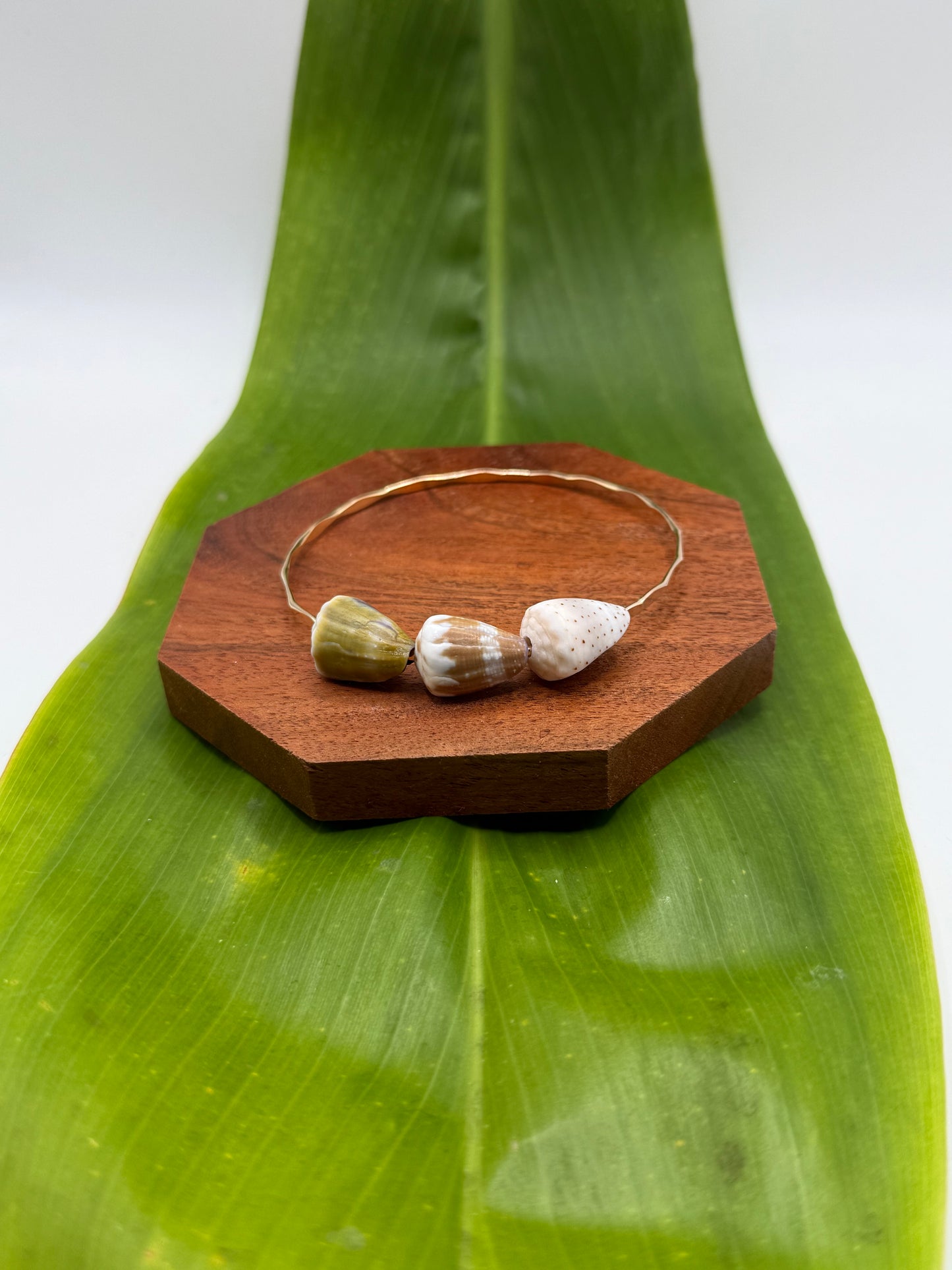 8.5" Trio Cone Shell Bangle Gold Filled