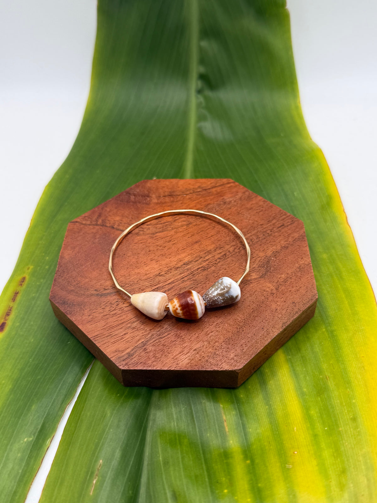 7” Triple Cone Shell Bangle Gold Filled