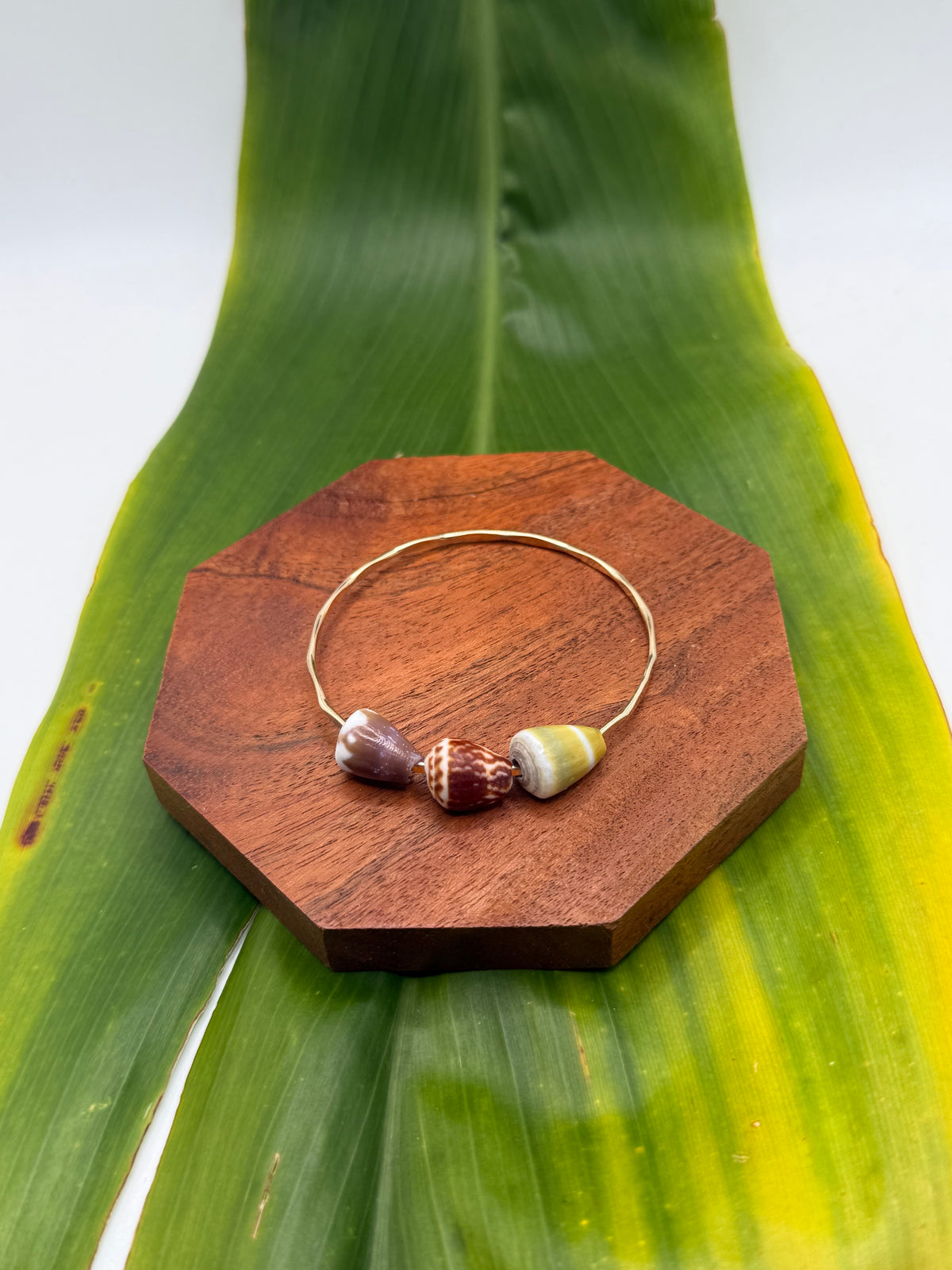 7” Triple Cone Shell Bangle Gold Filled