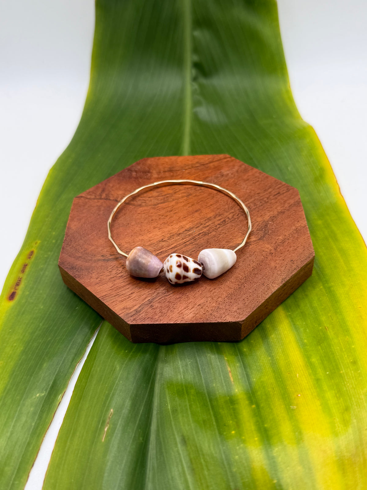 7.5” Triple Cone Shell Bangle Gold Filled