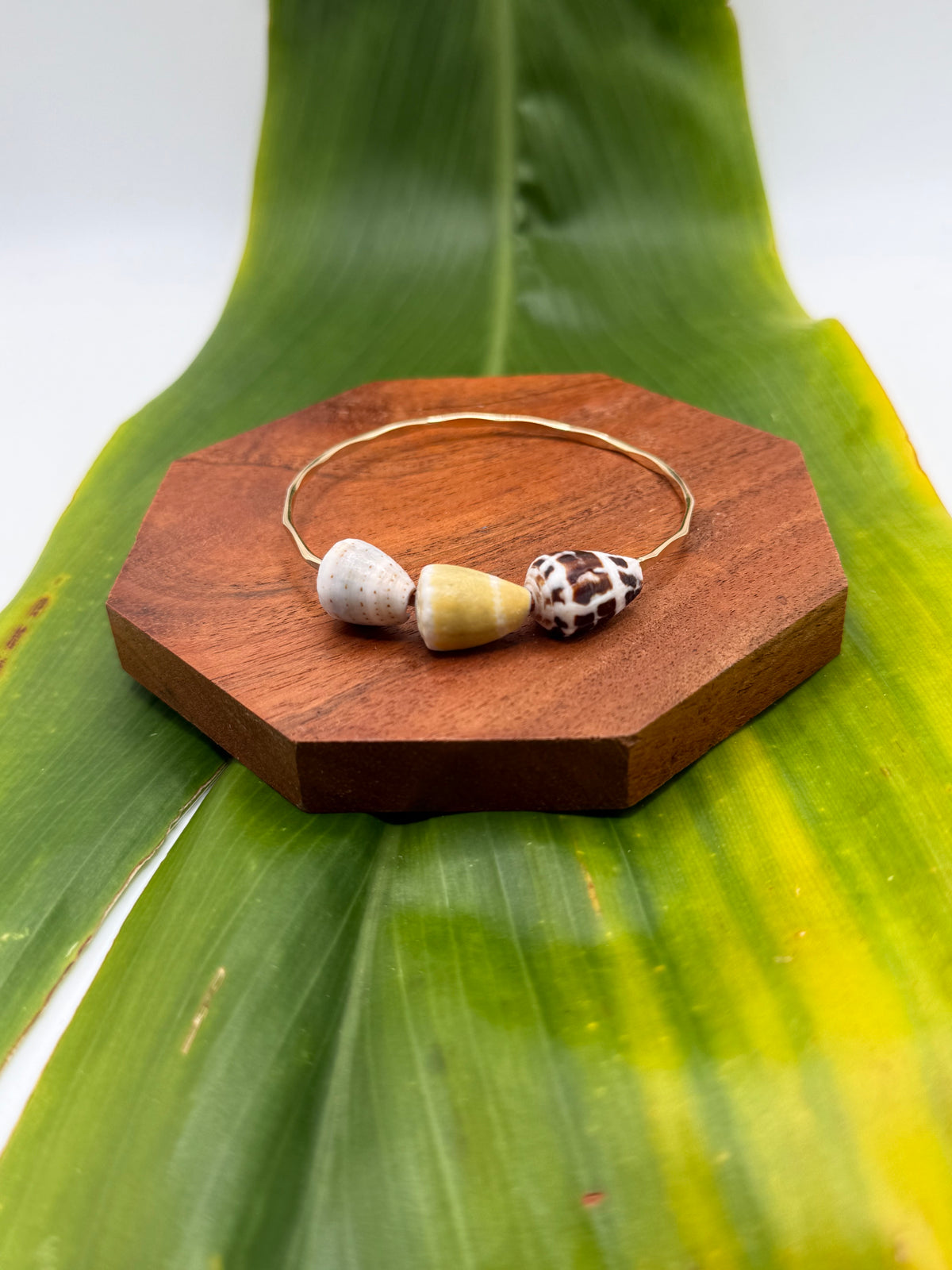 7.5” Triple Cone Shell Bangle Gold Filled