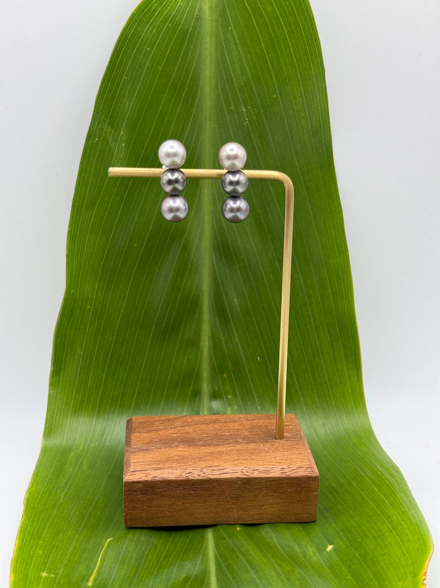 Triple Tahitian Pearl Studs