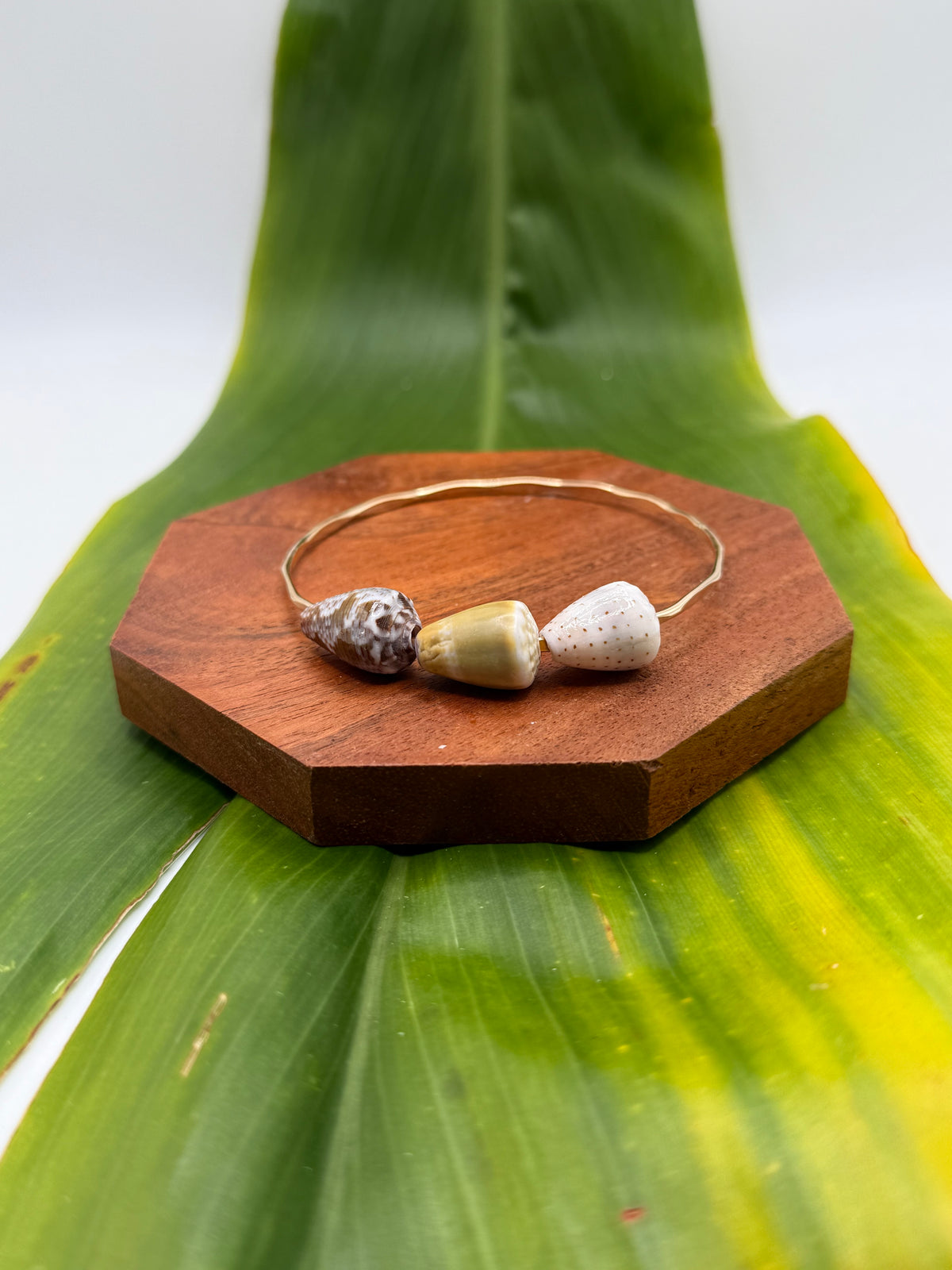 8” Triple Cone Shell Bangle Gold Filled
