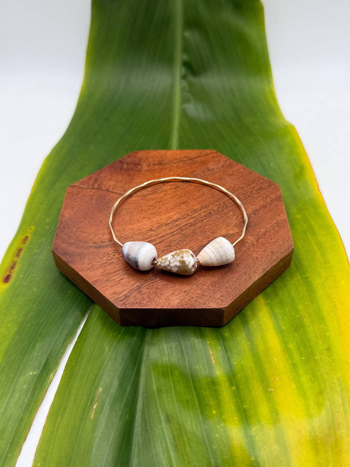 7.5” Triple Cone Shell Bangle Gold Filled