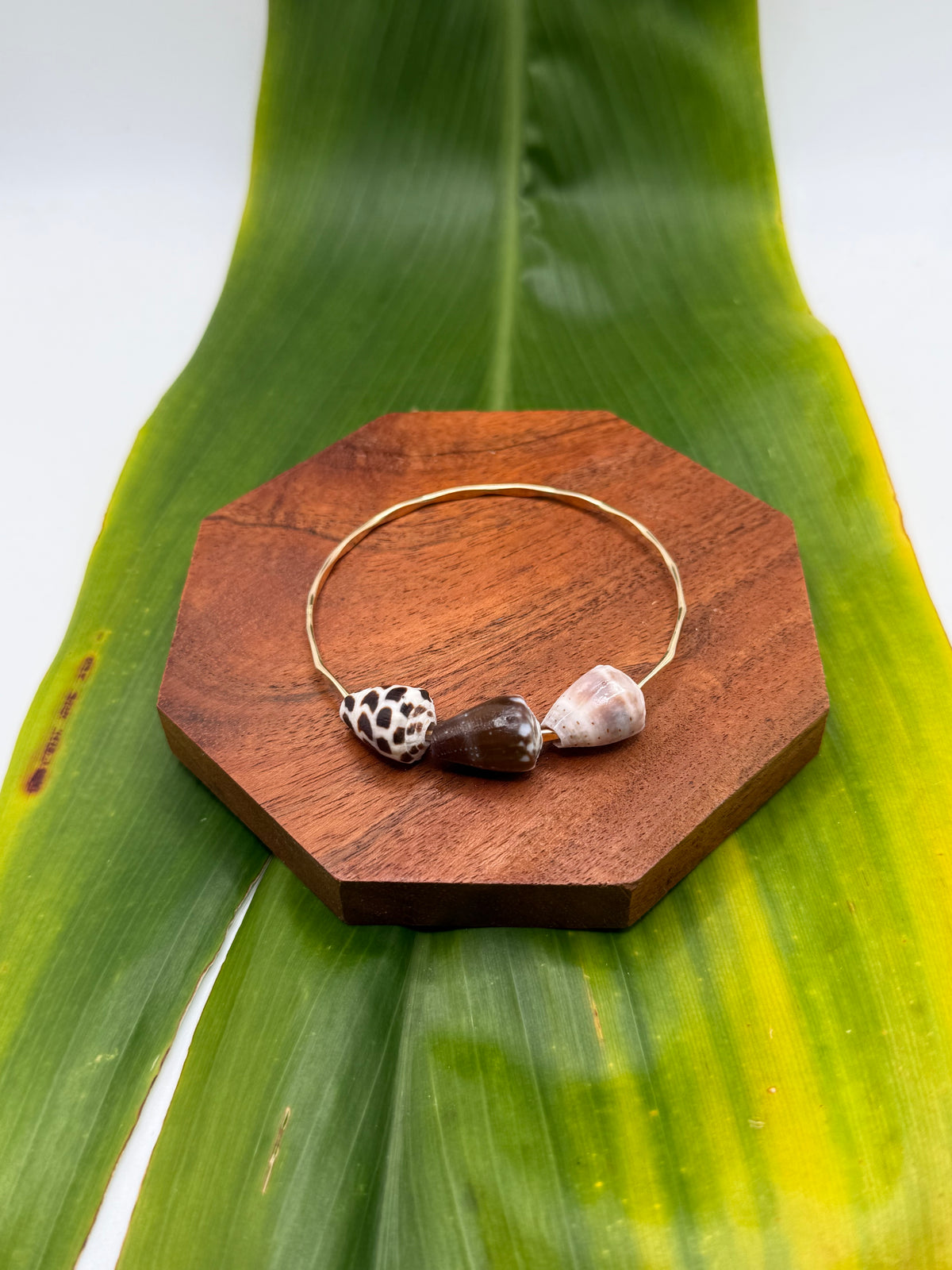 7.5” Triple Cone Shell Bangle Gold Filled