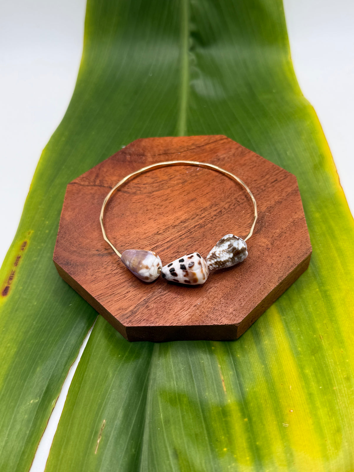 8” Triple Cone Shell Bangle Gold Filled