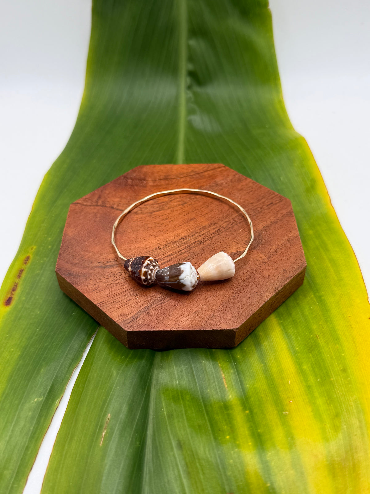 7.5” Triple Cone Shell Bangle Gold Filled