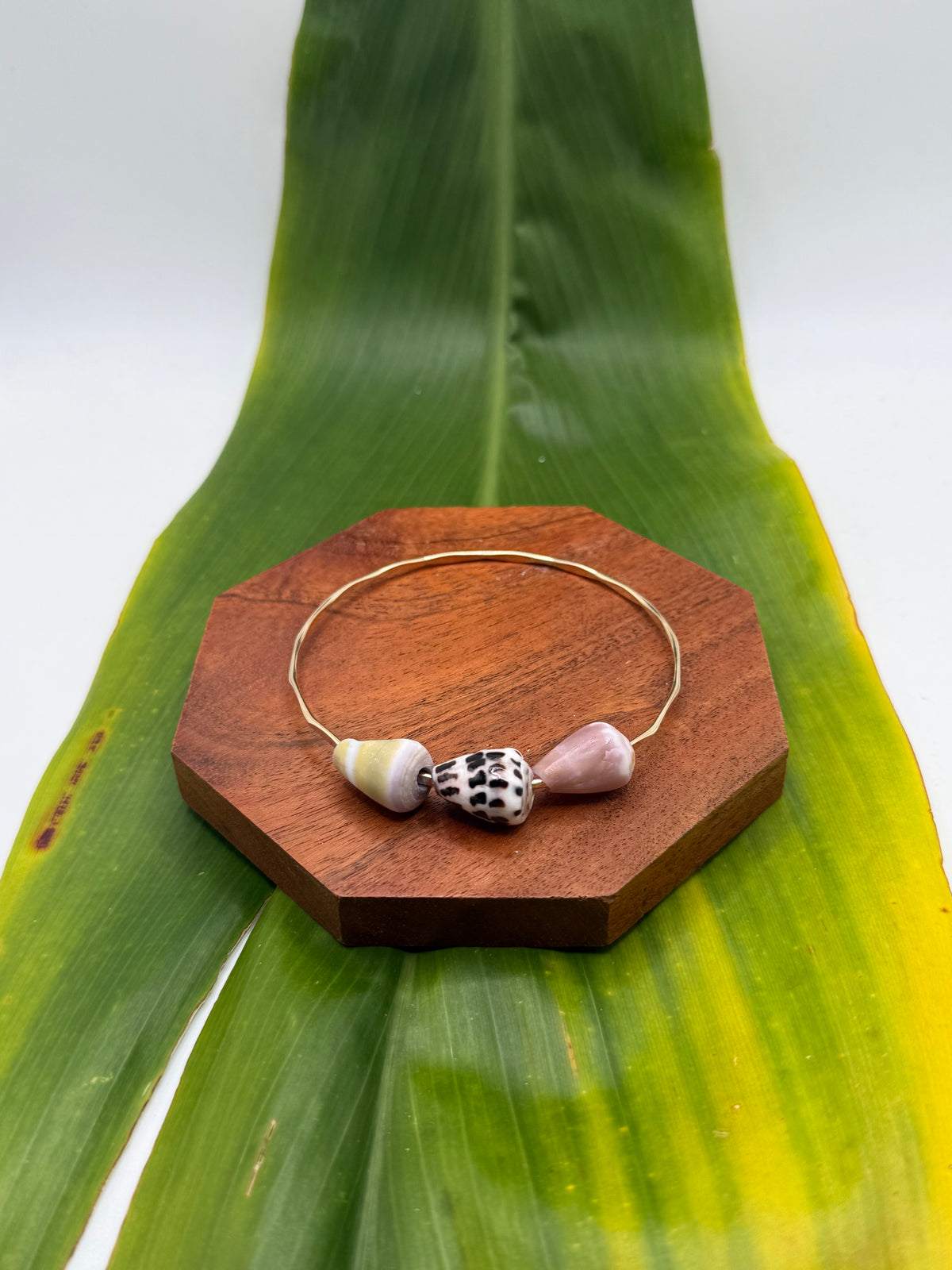 8.5” Triple Cone Shell Bangle Gold Filled