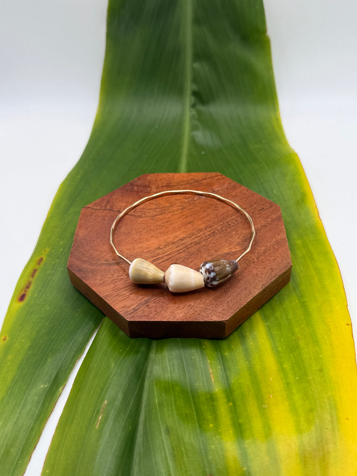 8.5” Triple Cone Shell Bangle Gold Filled
