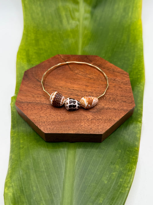 7.5" Trio Cone Shell Bangle Gold Filled