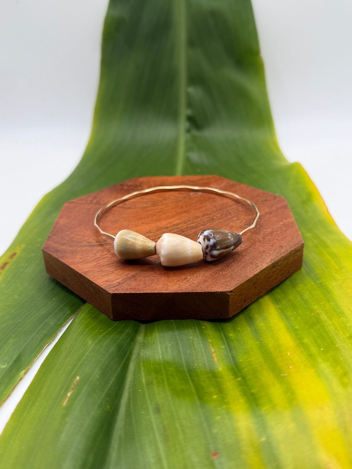 8.5” Triple Cone Shell Bangle Gold Filled