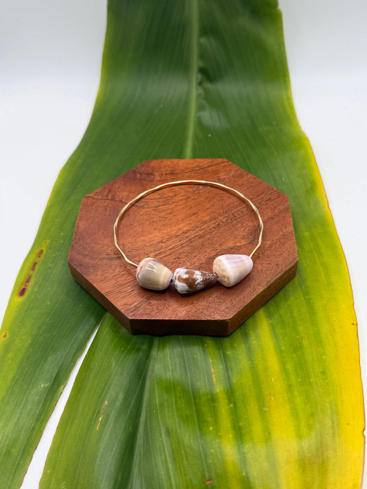 8.5” Triple Cone Shell Bangle Gold Filled