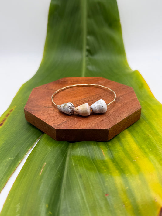 7.5” Triple Cone Shell Bangle Gold Filled