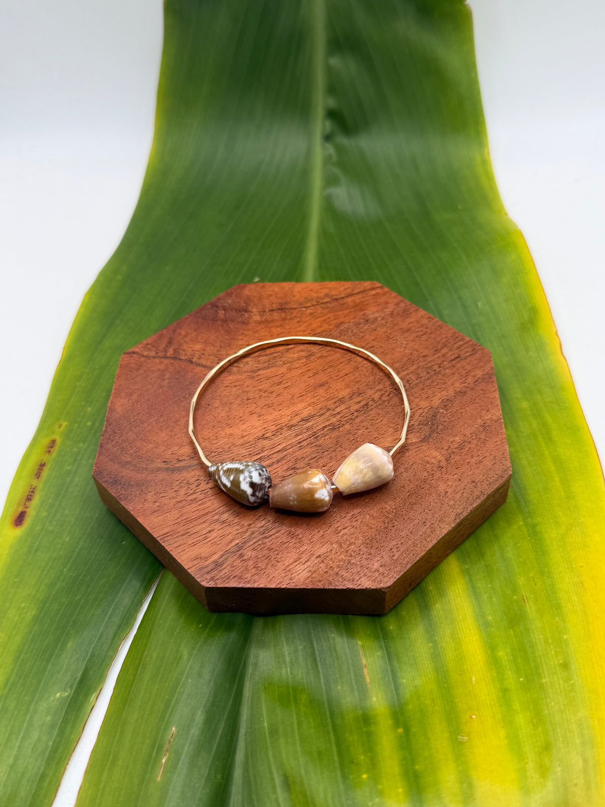 7” Triple Cone Shell Bangle Gold Filled